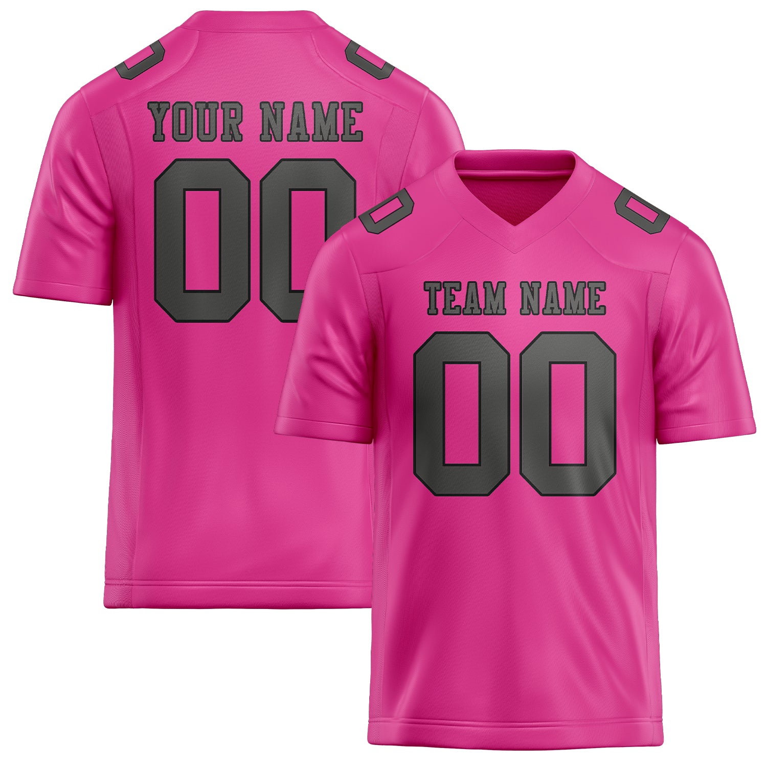 Custom Pink Dark Grey Football Jersey