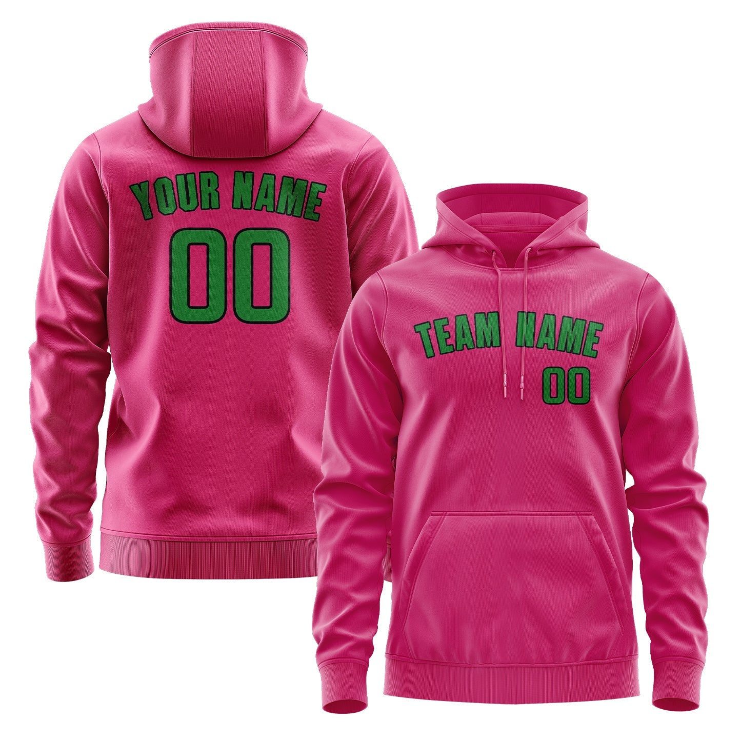 Custom Pink Emerald Green Hoodie