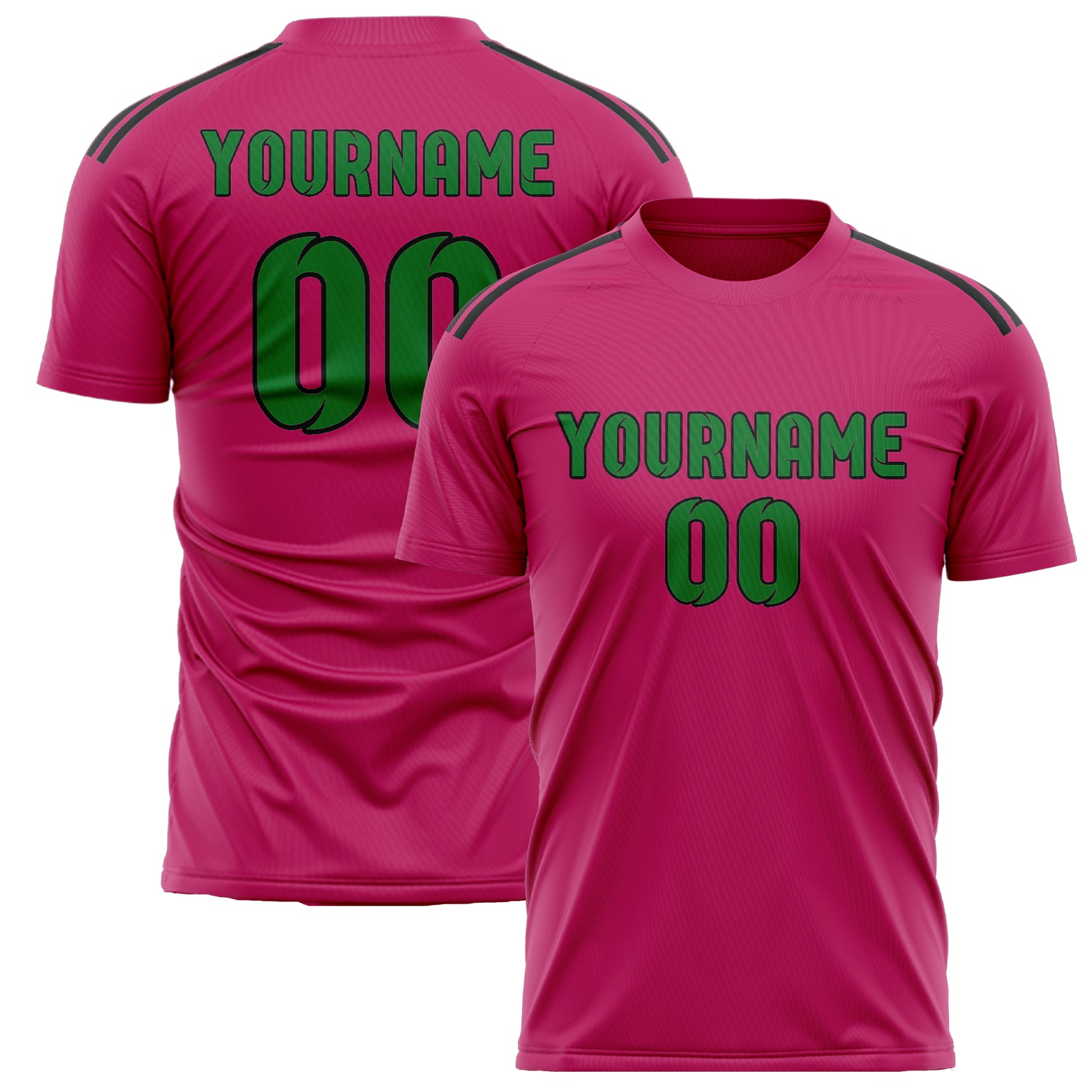 Custom Pink Emerald Green Soccer Jersey