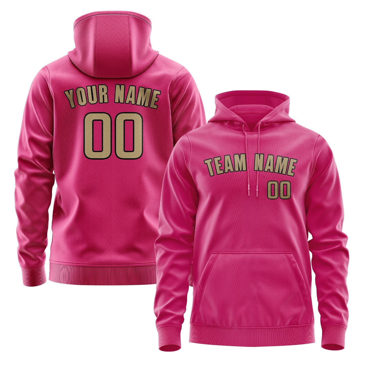 Custom Pink Light Khaki Hoodie