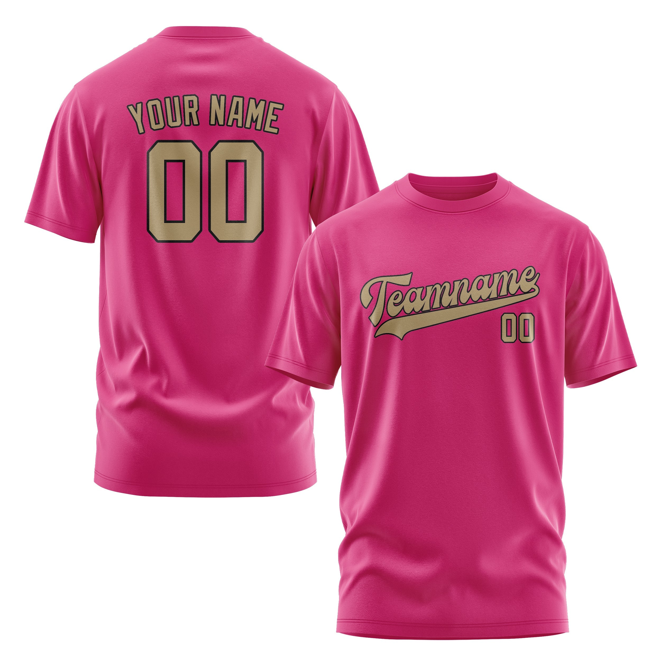Custom Pink Light Khaki T-Shirt
