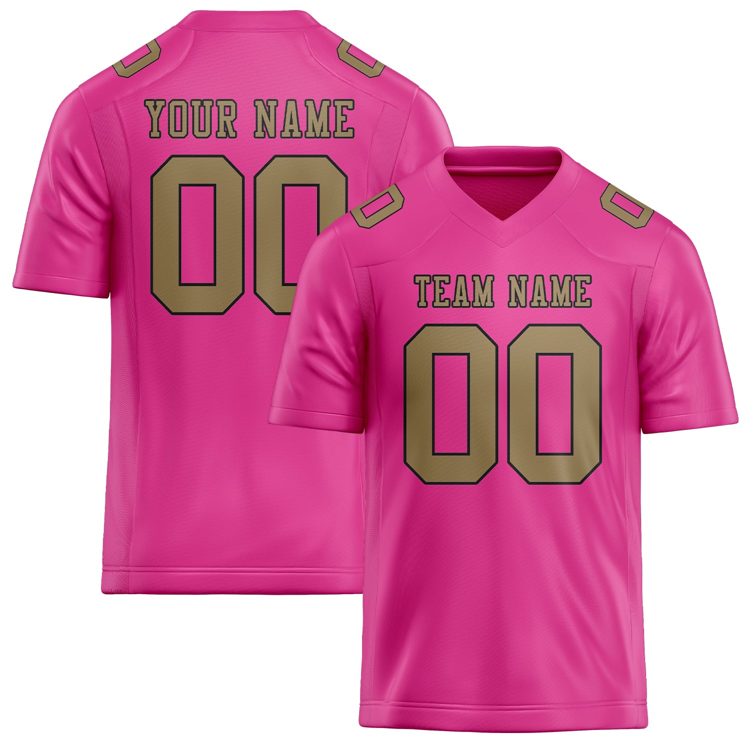Custom Pink Light Khaki Football Jersey