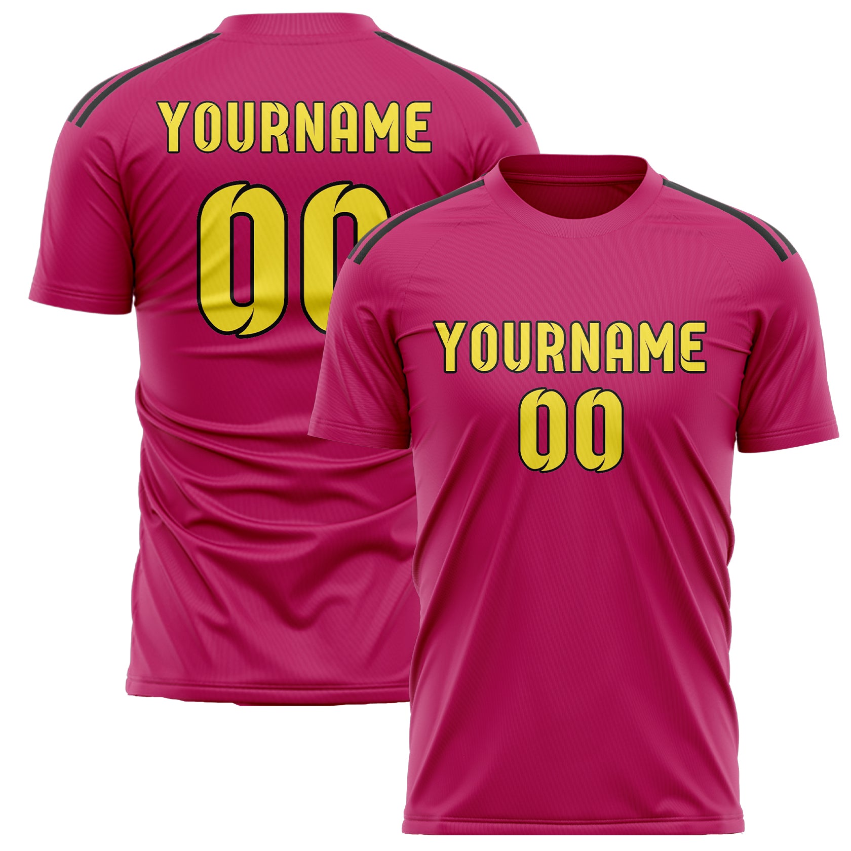 Custom Pink Light Yellow Soccer Jersey