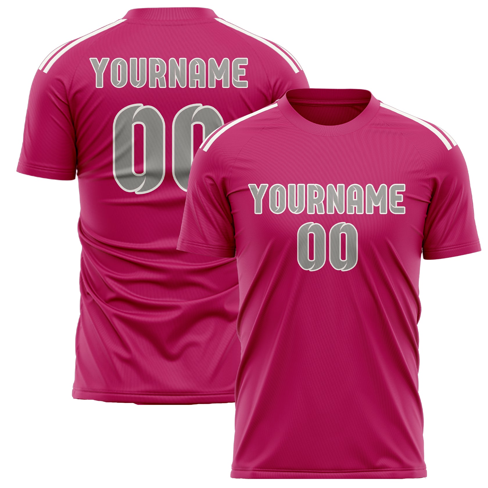 Custom Pink Gray Soccer Jersey