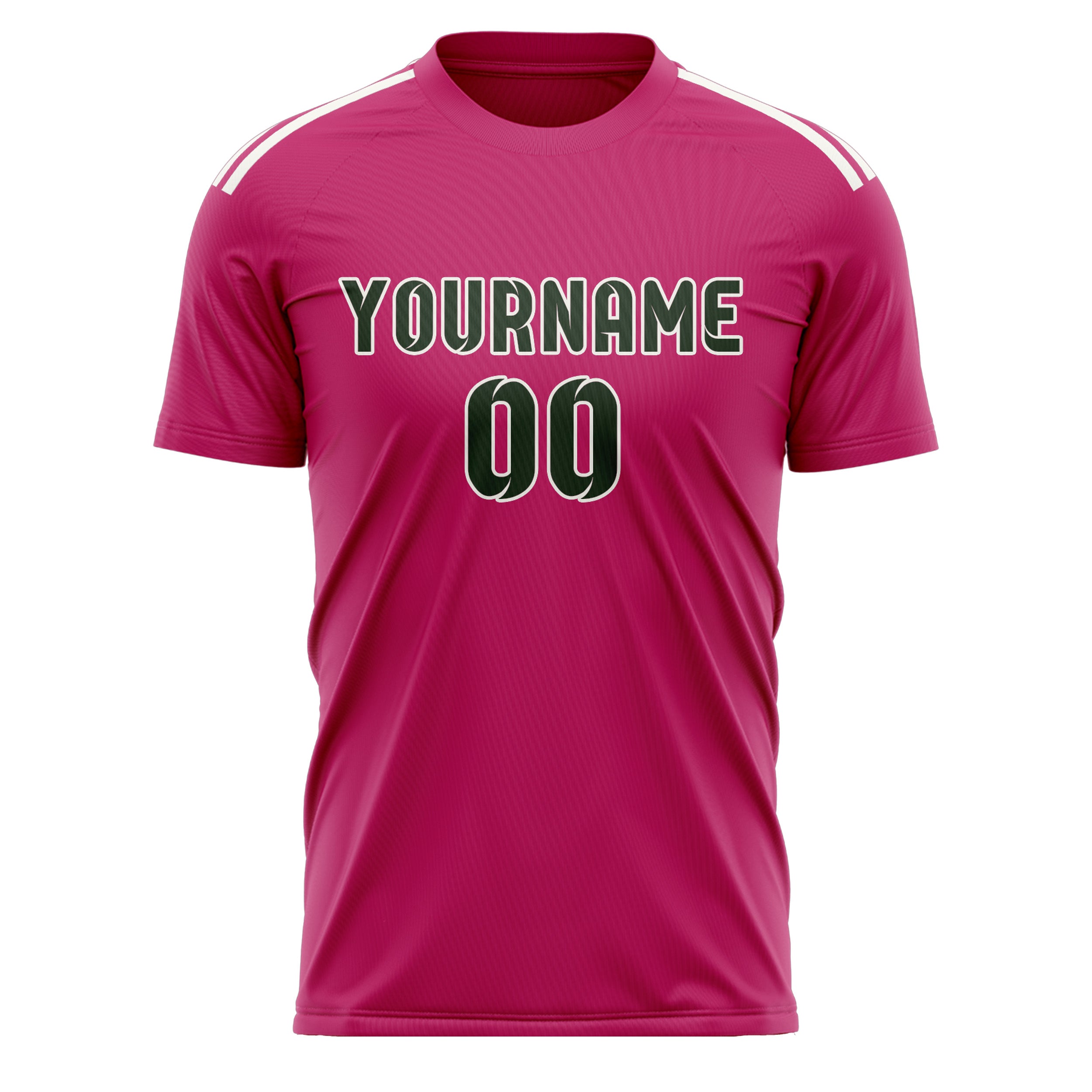 Custom Pink Dark Green Soccer Jersey