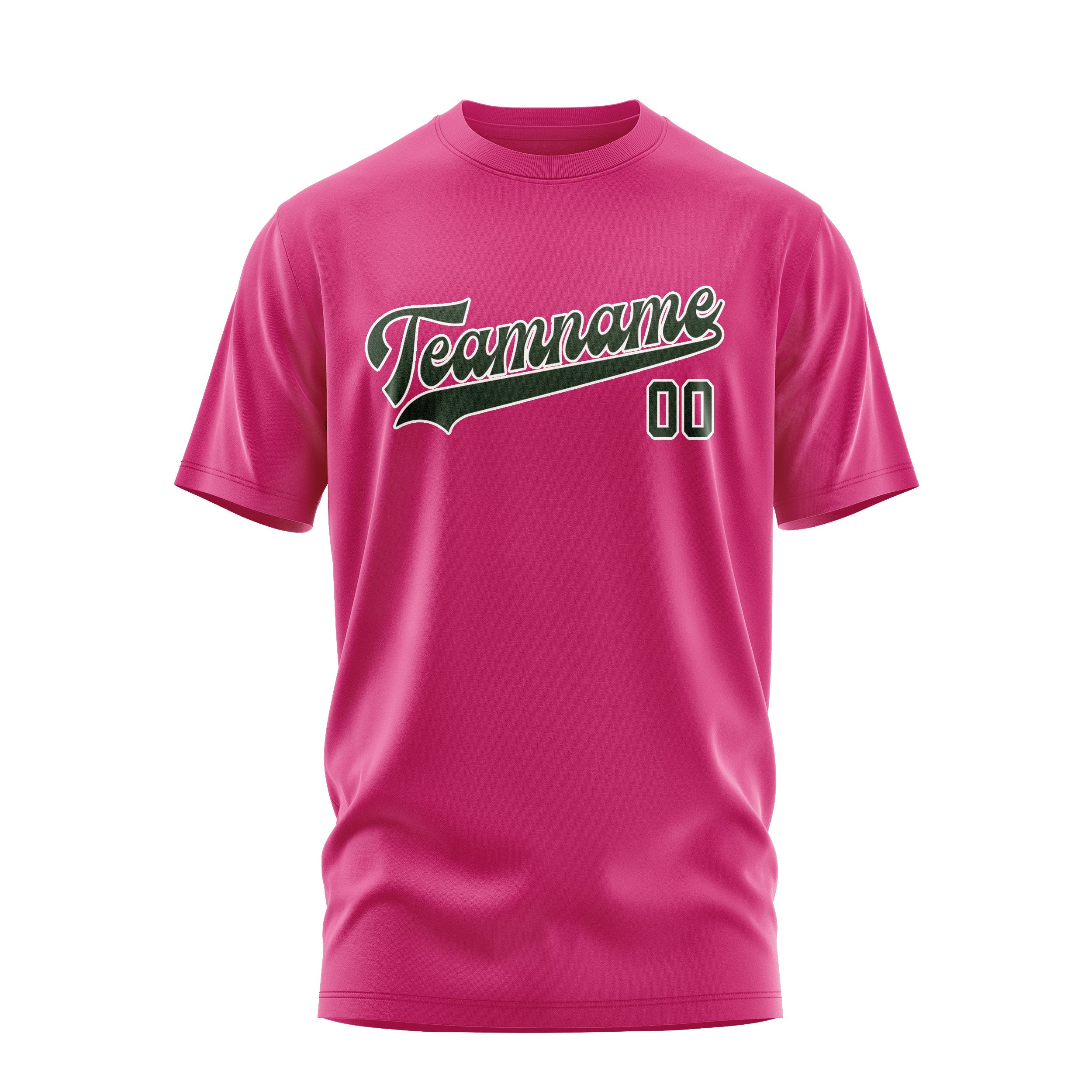 Custom Pink Dark Green T-Shirt