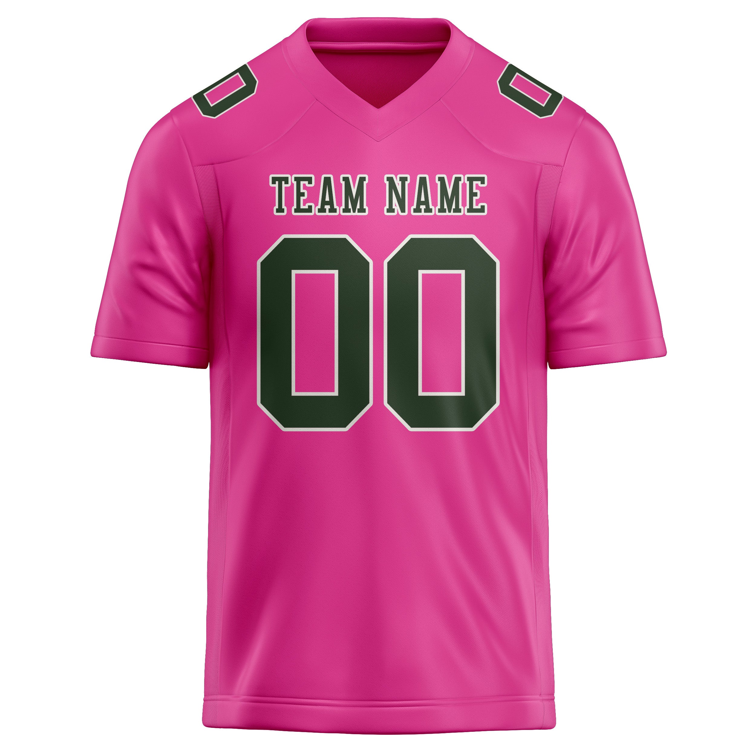 Custom Pink Dark Green Football Jersey
