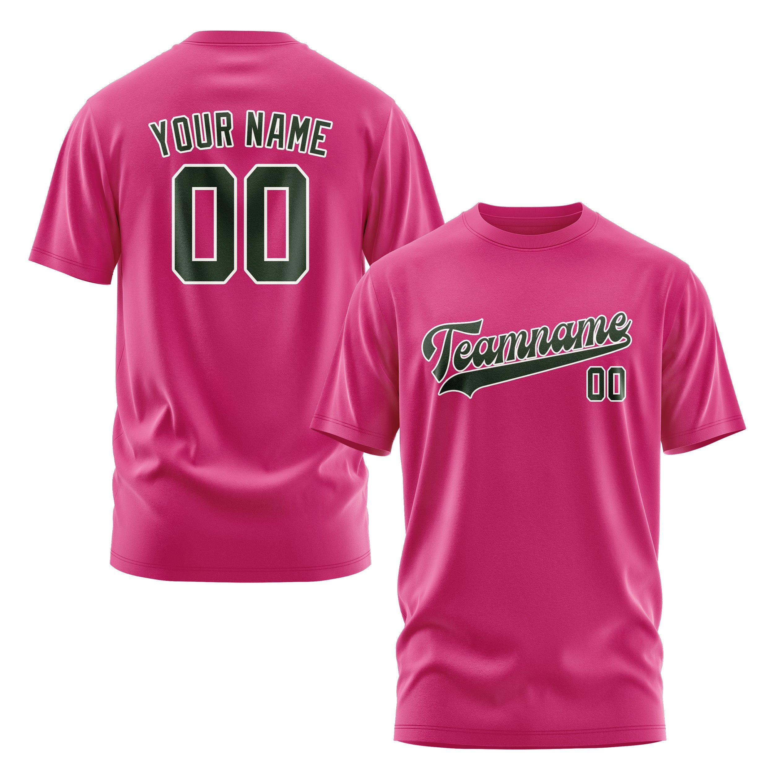 Custom Pink Dark Green T-Shirt