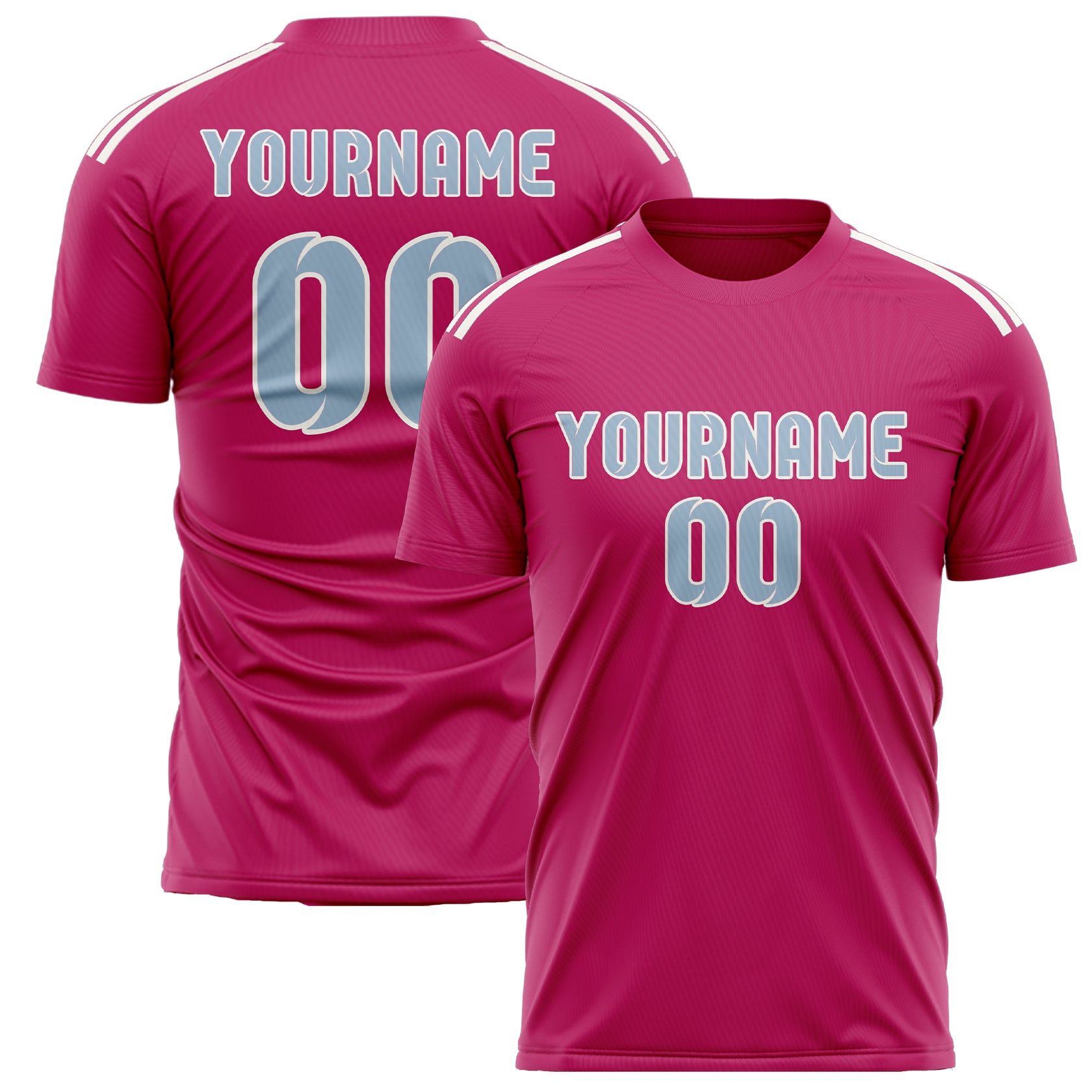 Custom Pink Light Blue Soccer Jersey