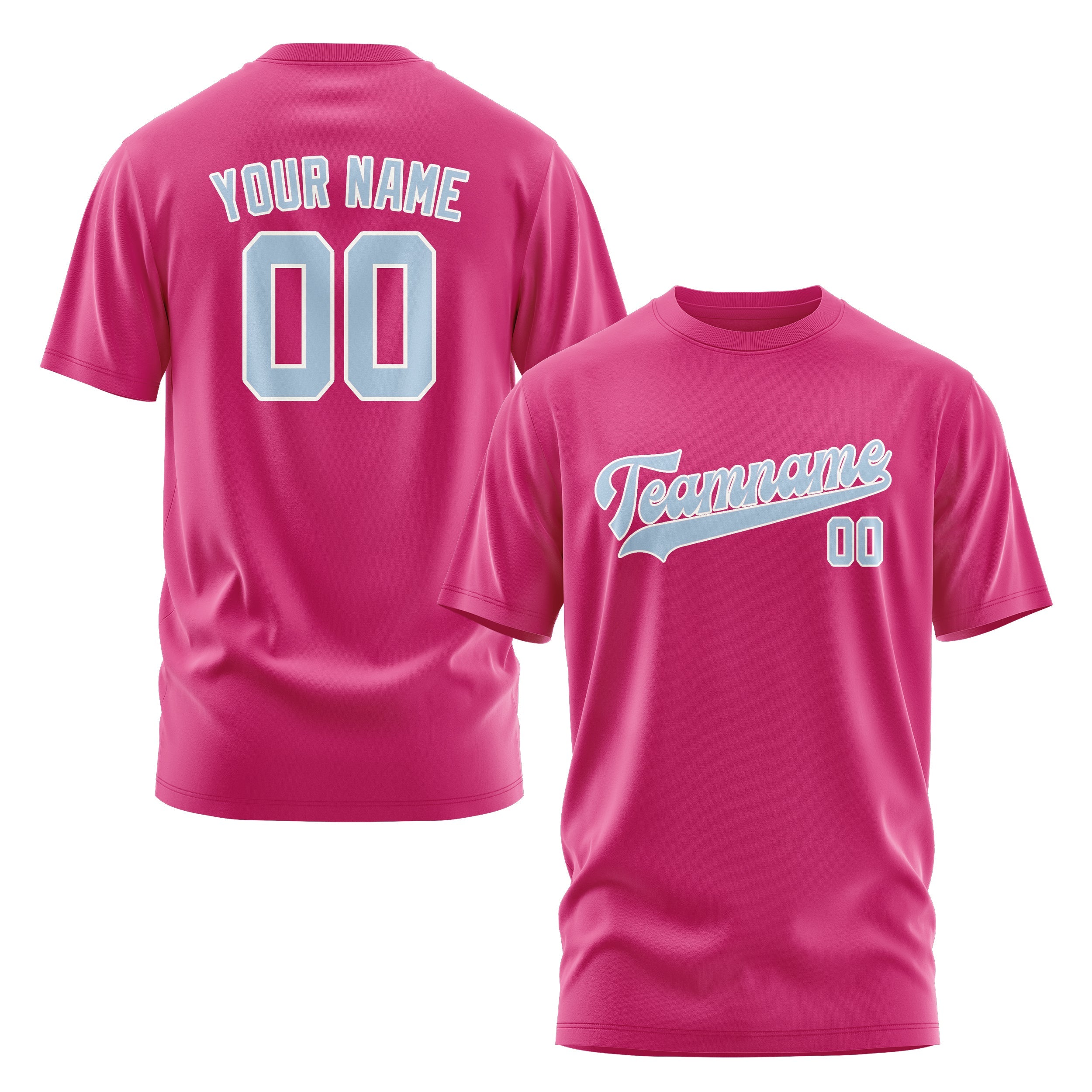 Custom Pink Light Blue T-Shirt