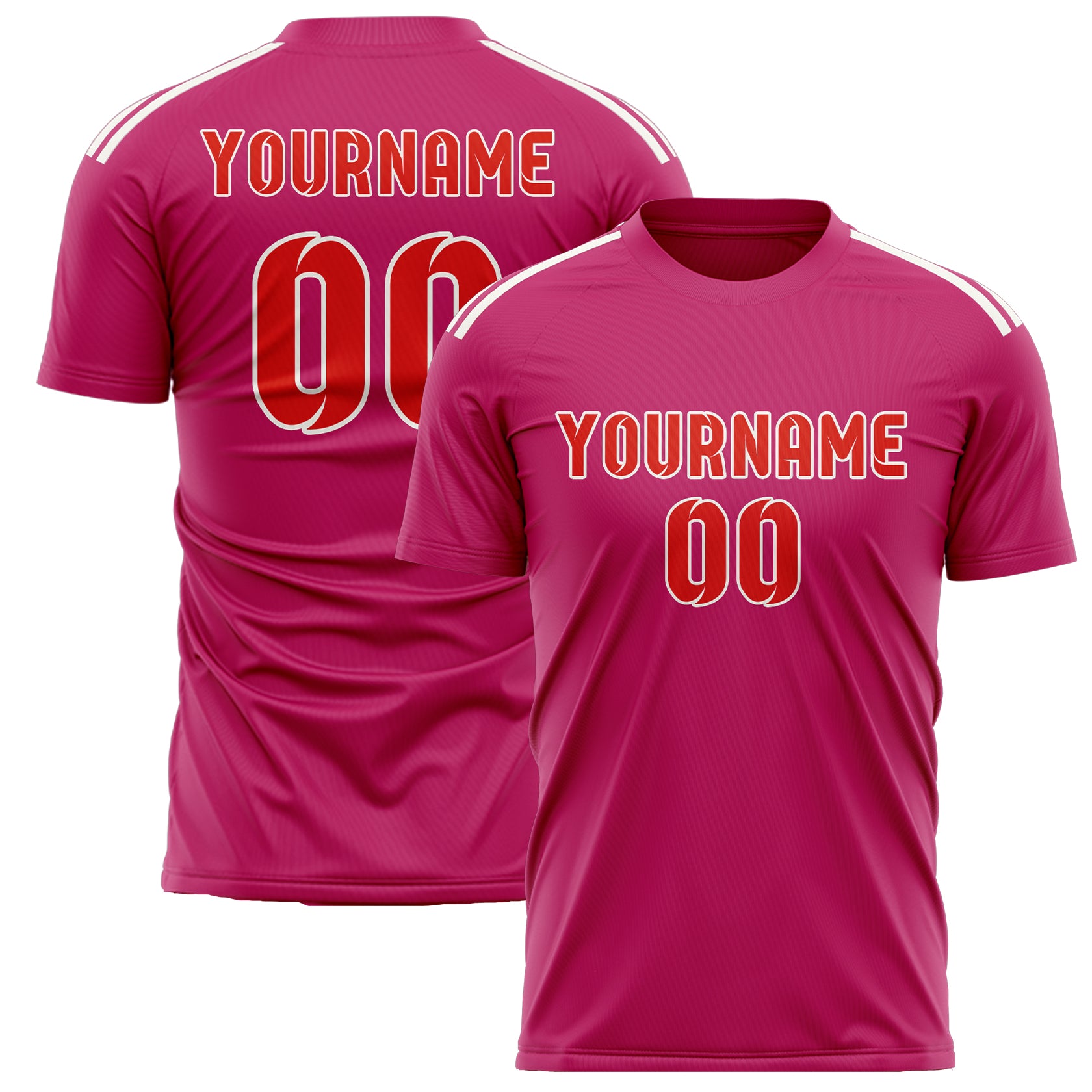 Custom Pink Orange Red Soccer Jersey