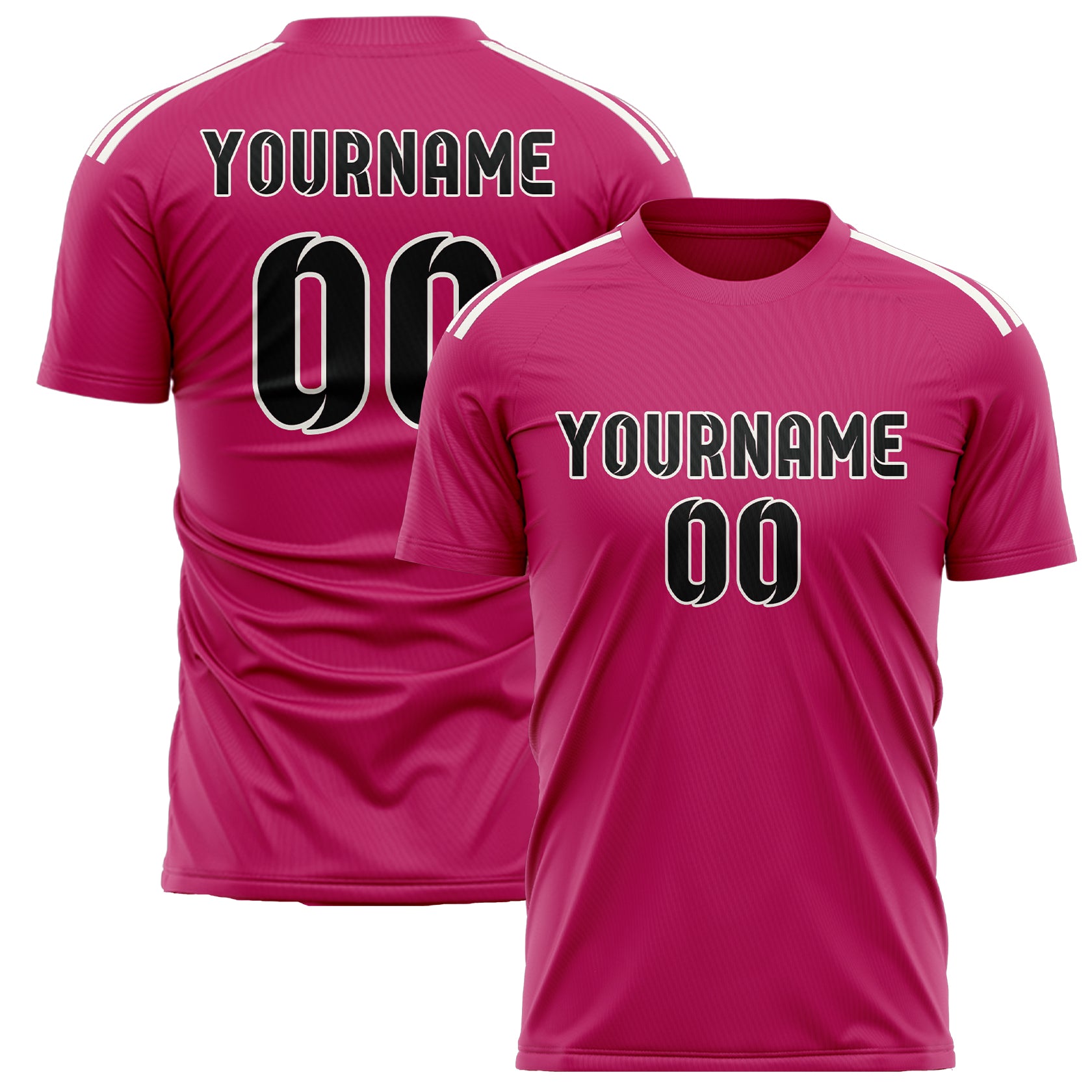 Custom Pink Black Soccer Jersey