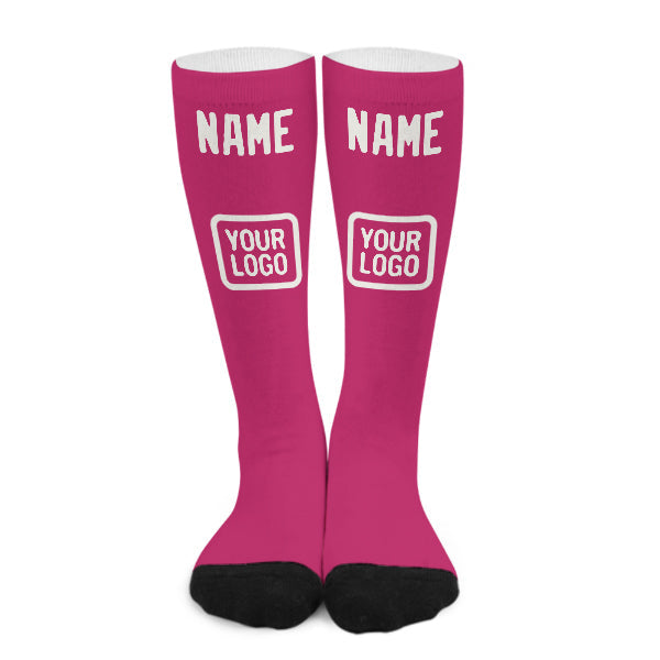 Custom Pink White Knee-High Sock
