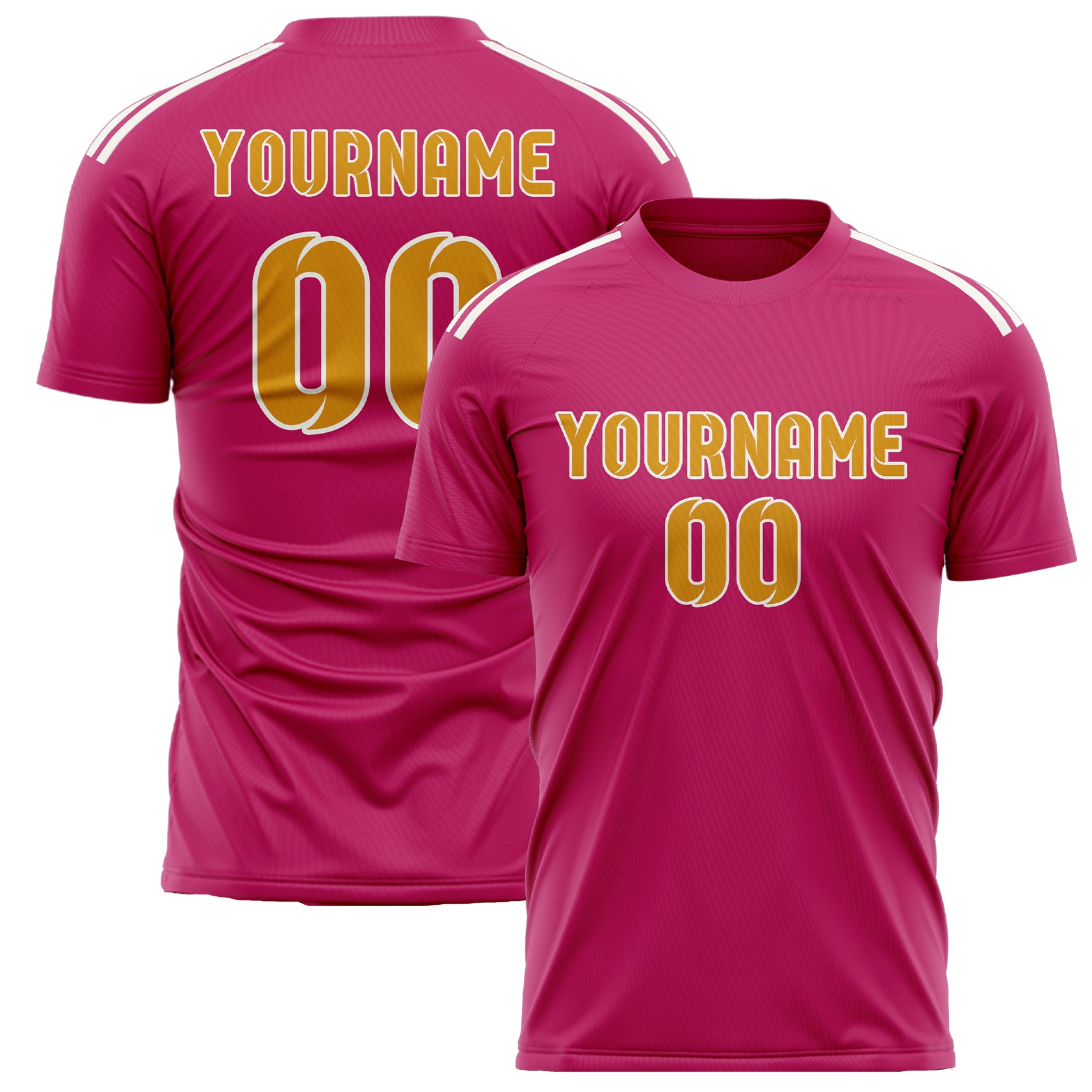 Custom Pink Yellow Soccer Jersey