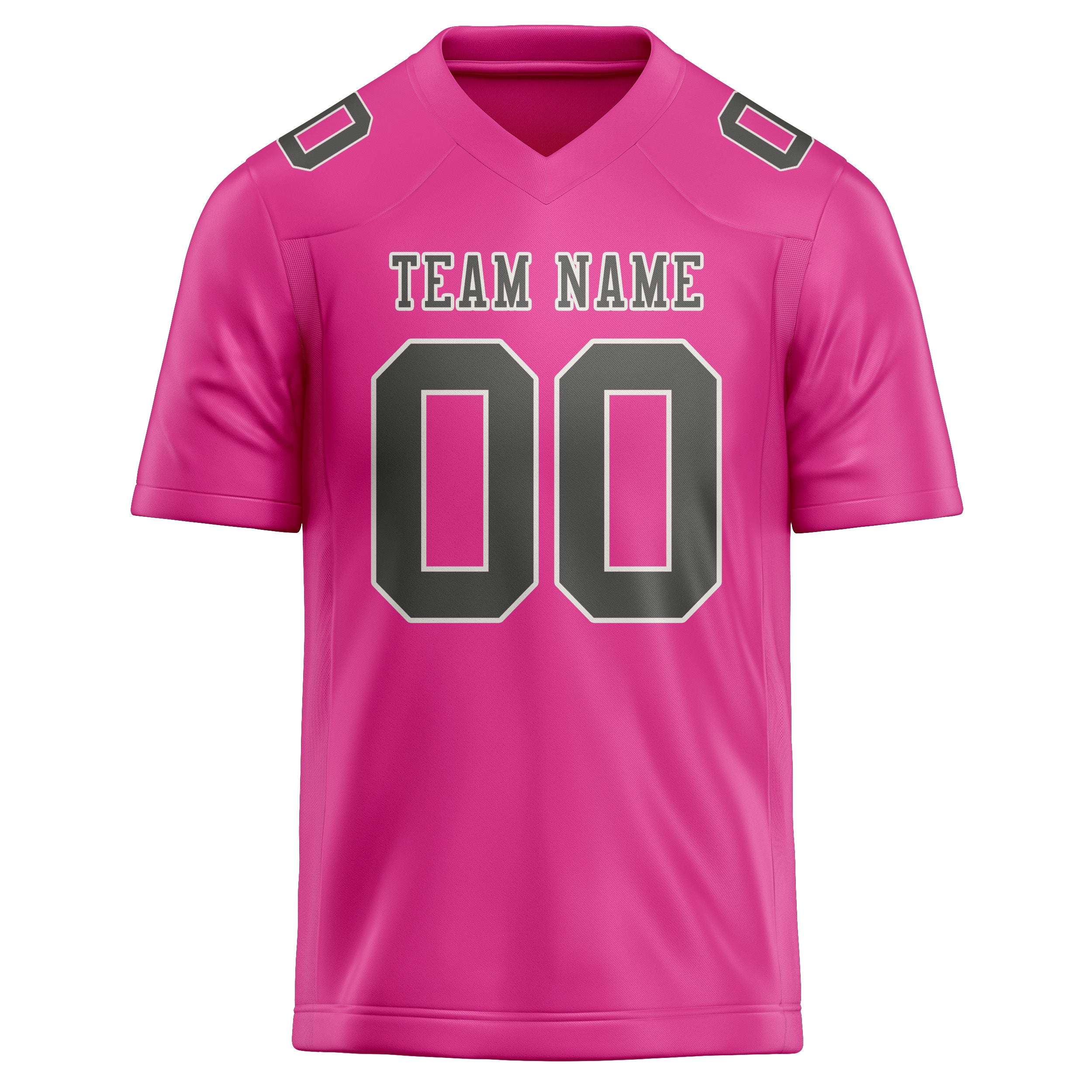 Custom Pink Dark Grey Football Jersey