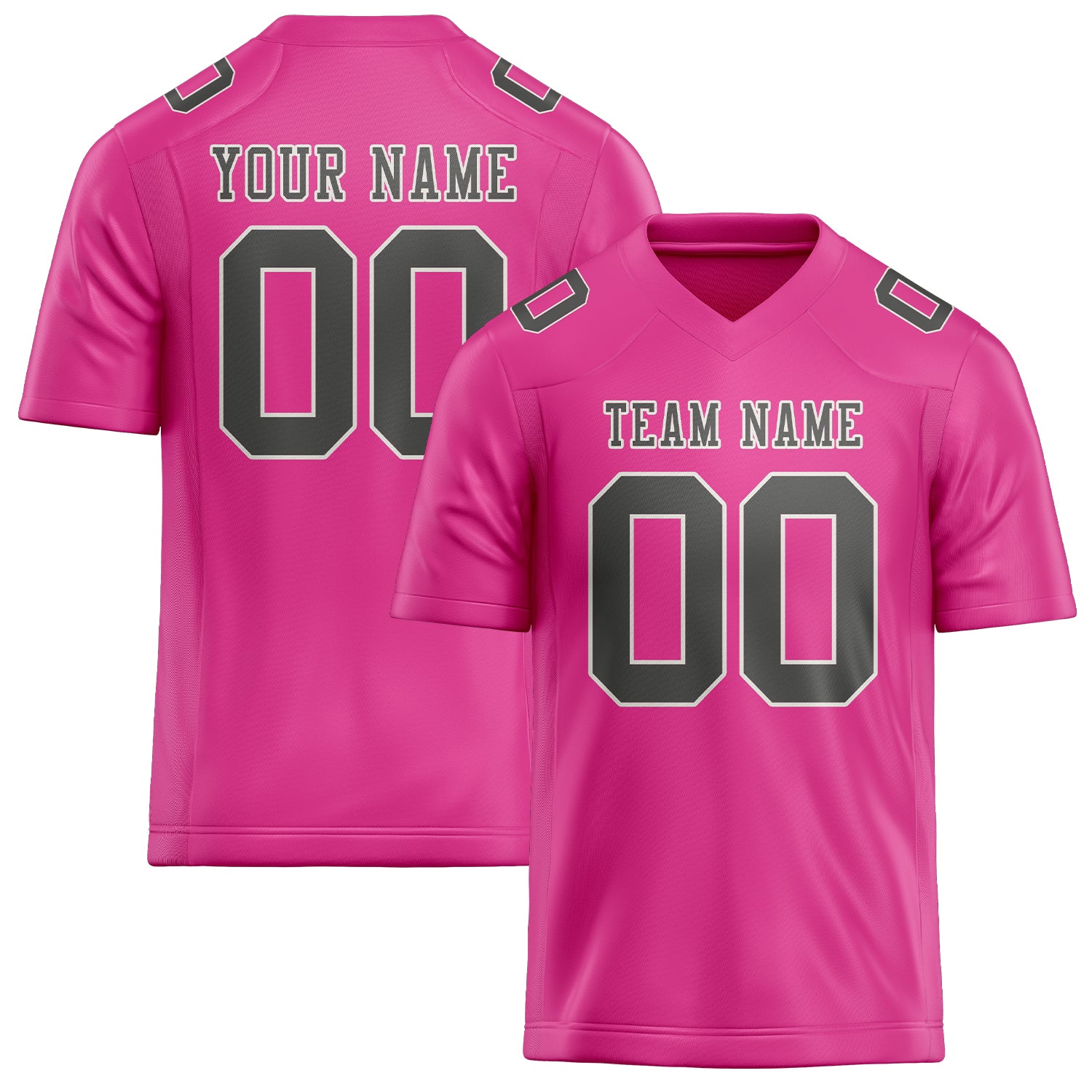 Custom Pink Dark Grey Football Jersey
