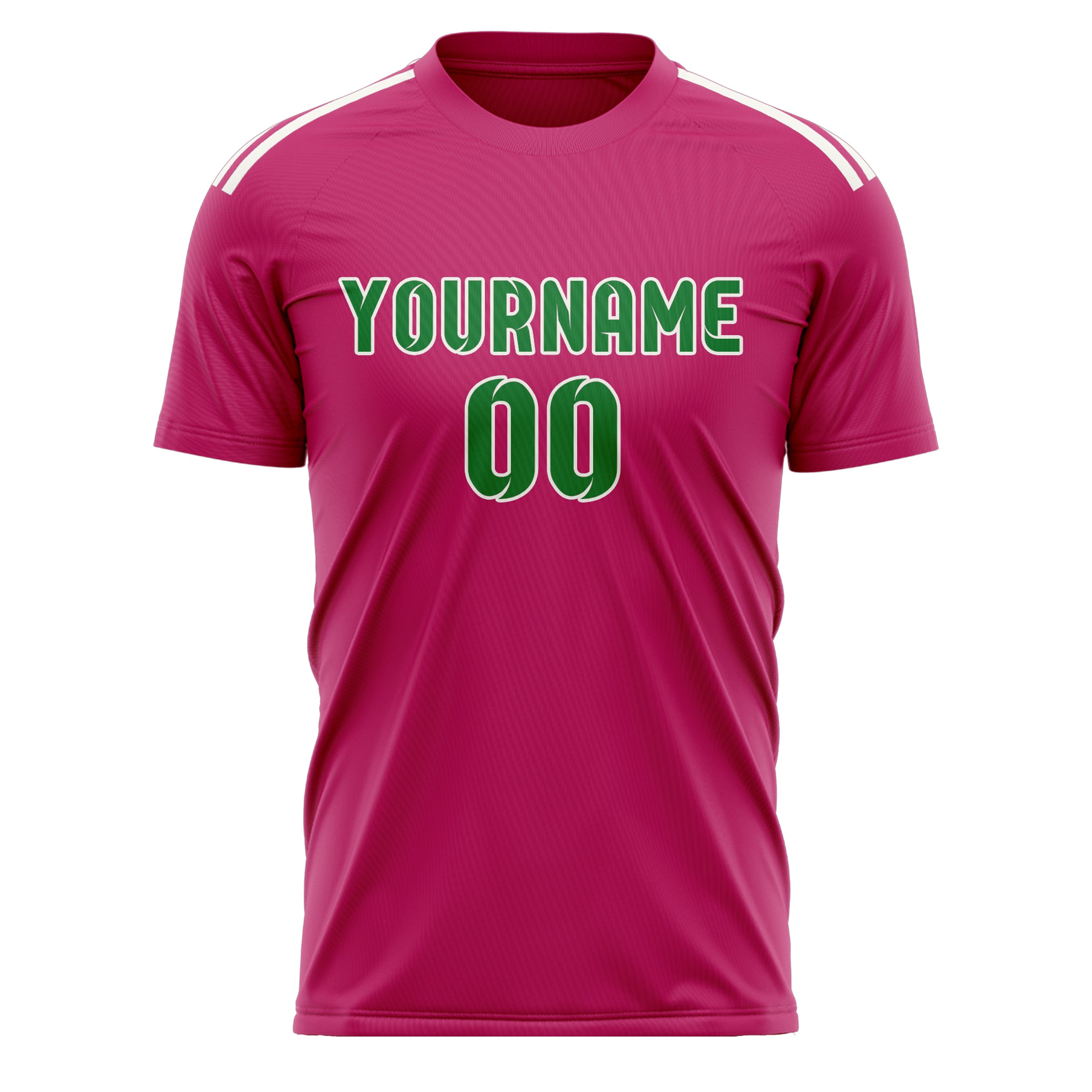 Custom Pink Emerald Green Soccer Jersey