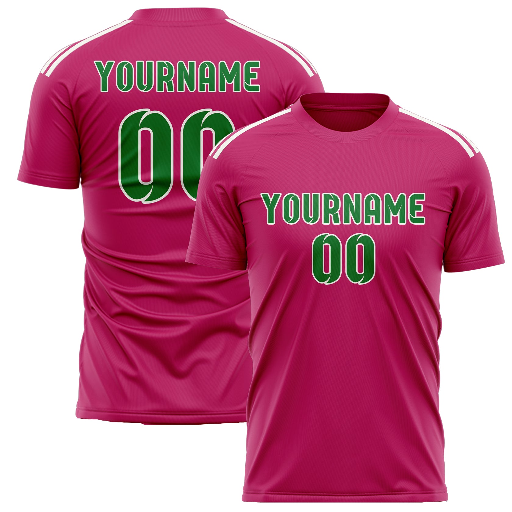 Custom Pink Emerald Green Soccer Jersey