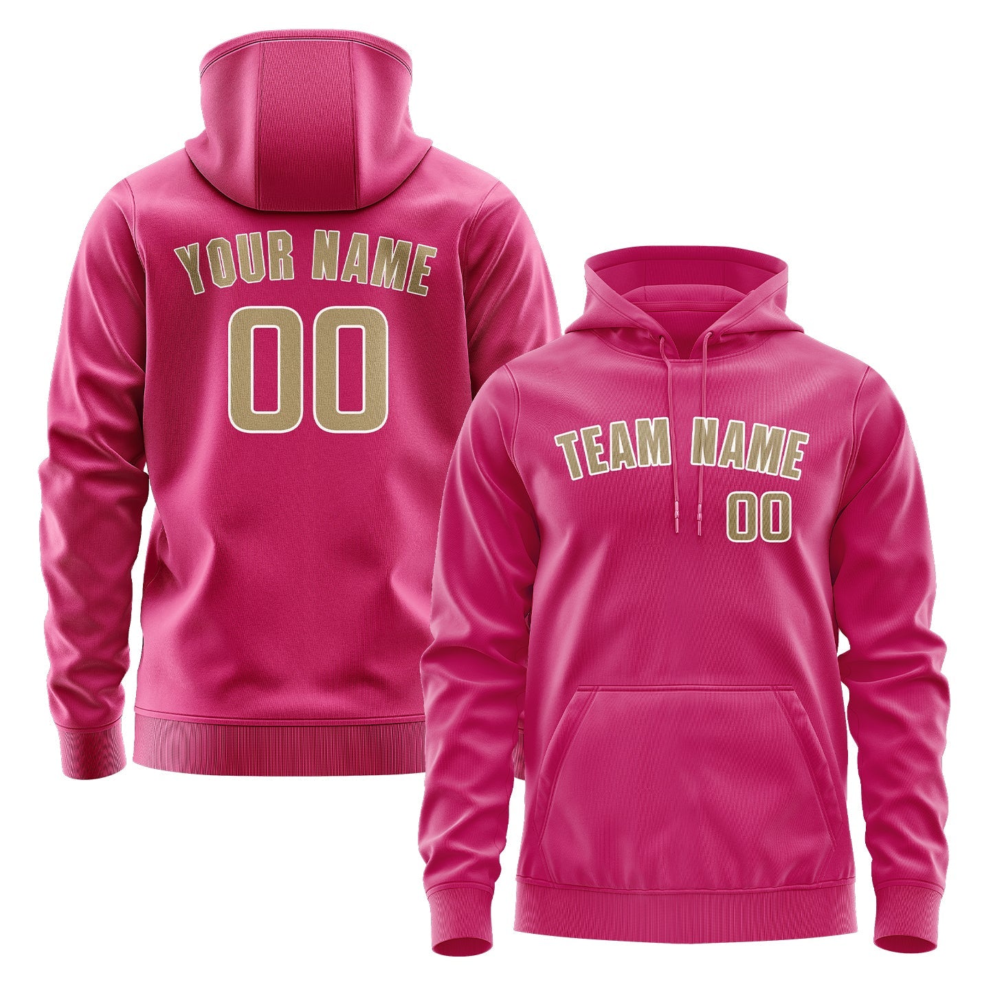 Custom Pink Light Khaki Hoodie