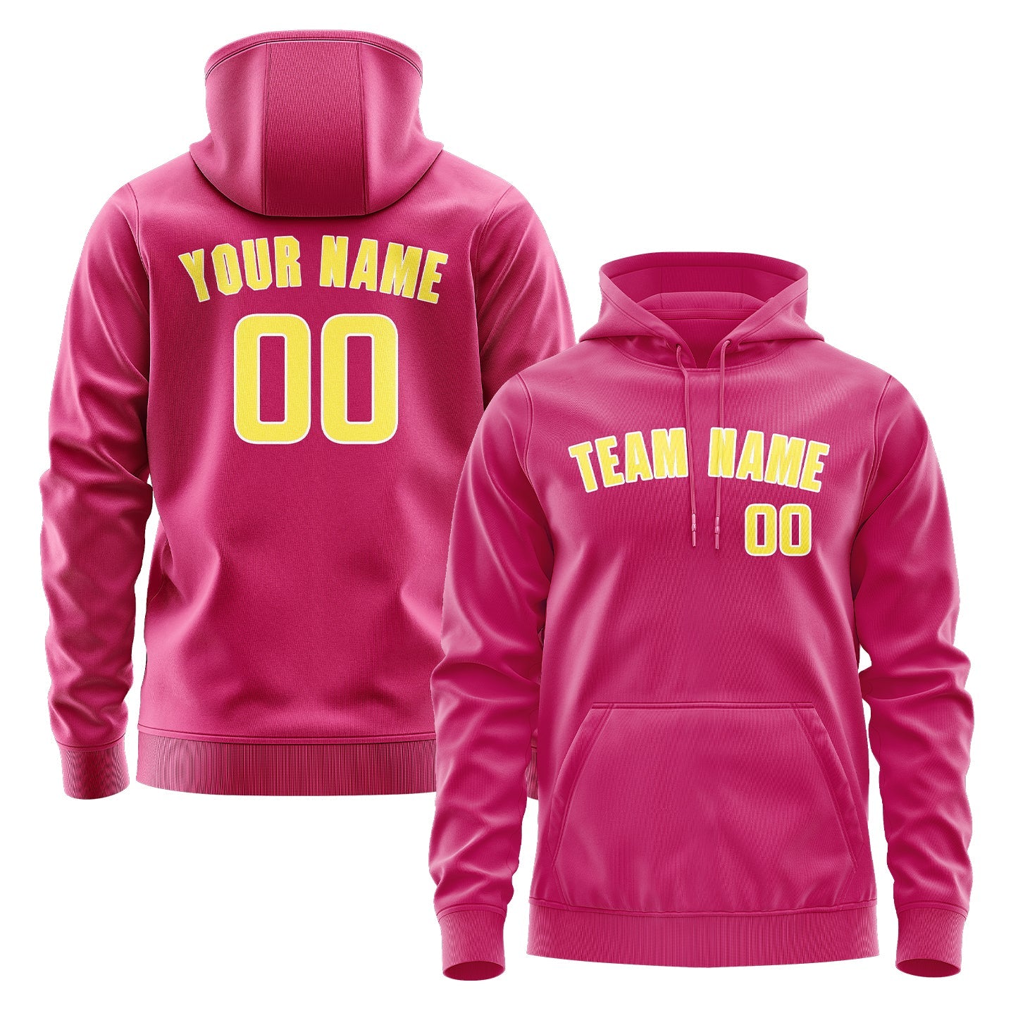 Custom Pink Light Yellow Hoodie