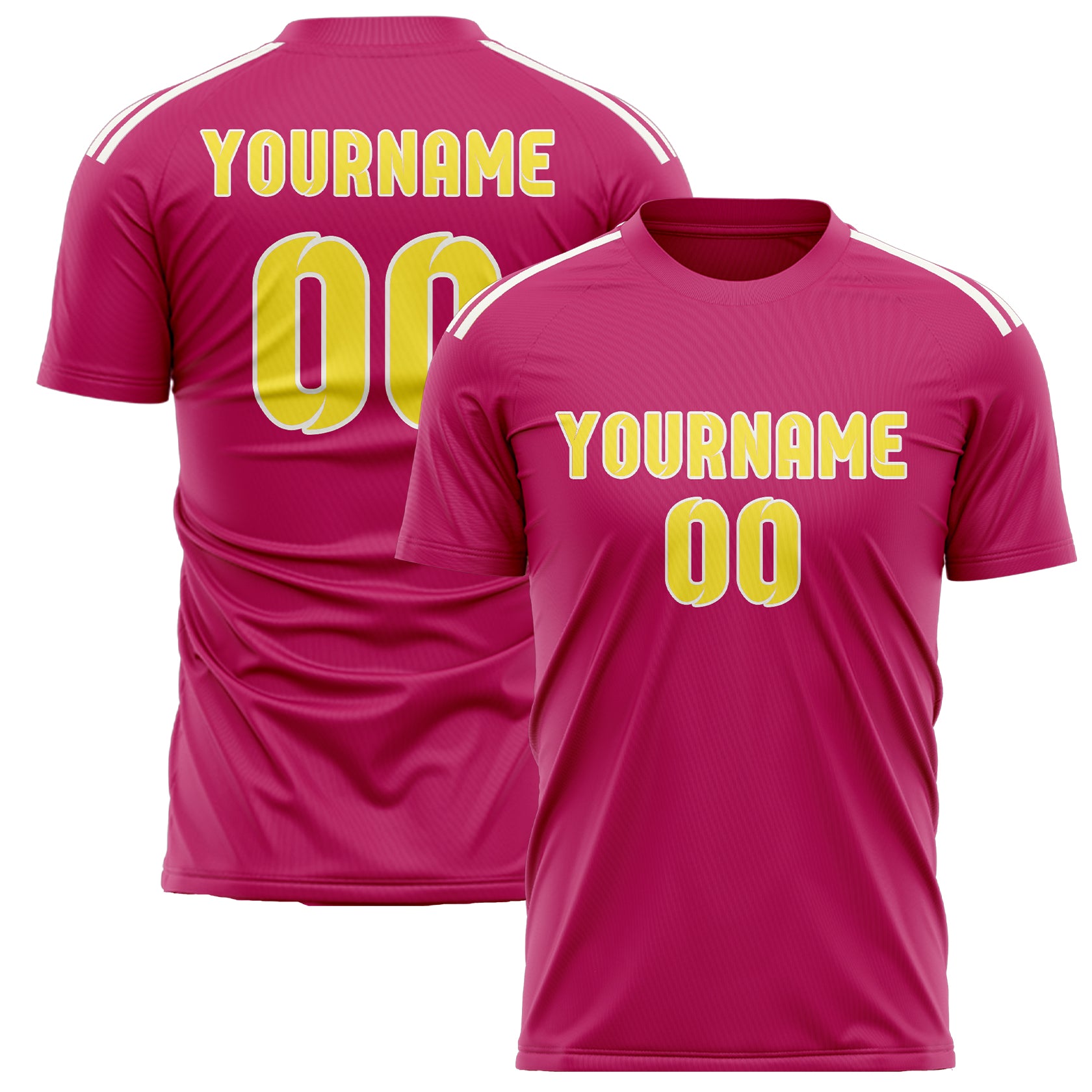 Custom Pink Light Yellow Soccer Jersey