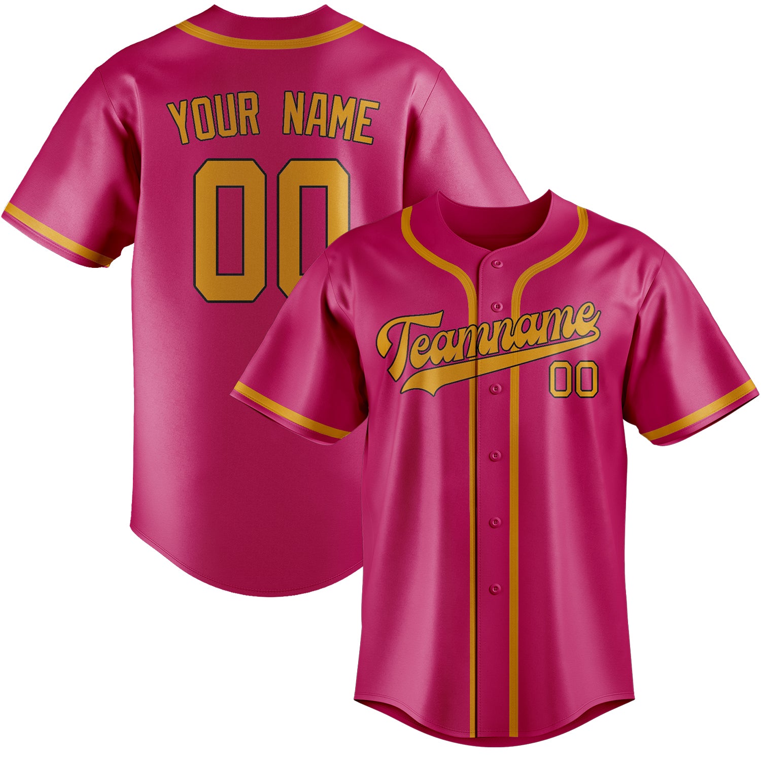Custom Pink Yellow Baseball Jersey