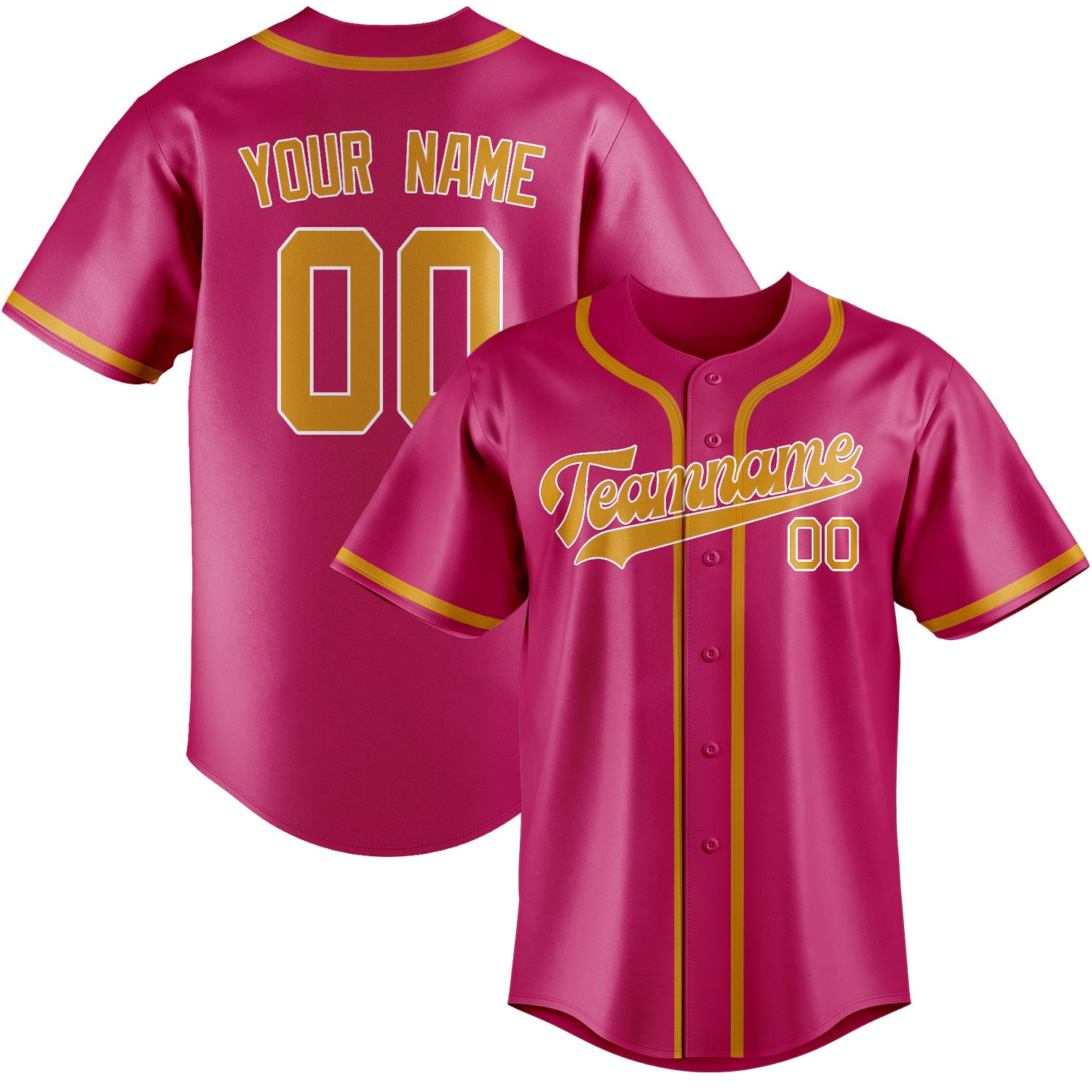 Custom Pink Yellow Baseball Jersey