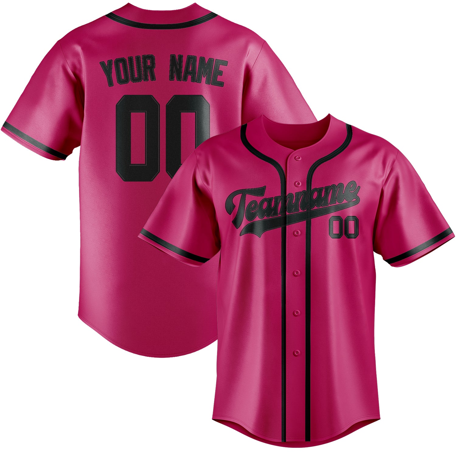 Custom Pink Dark Grey Baseball Jersey