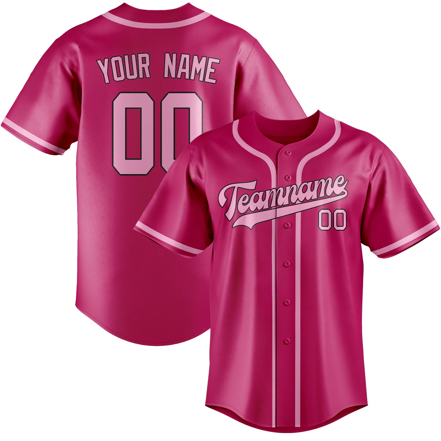 Custom Pink Light Pink Baseball Jersey