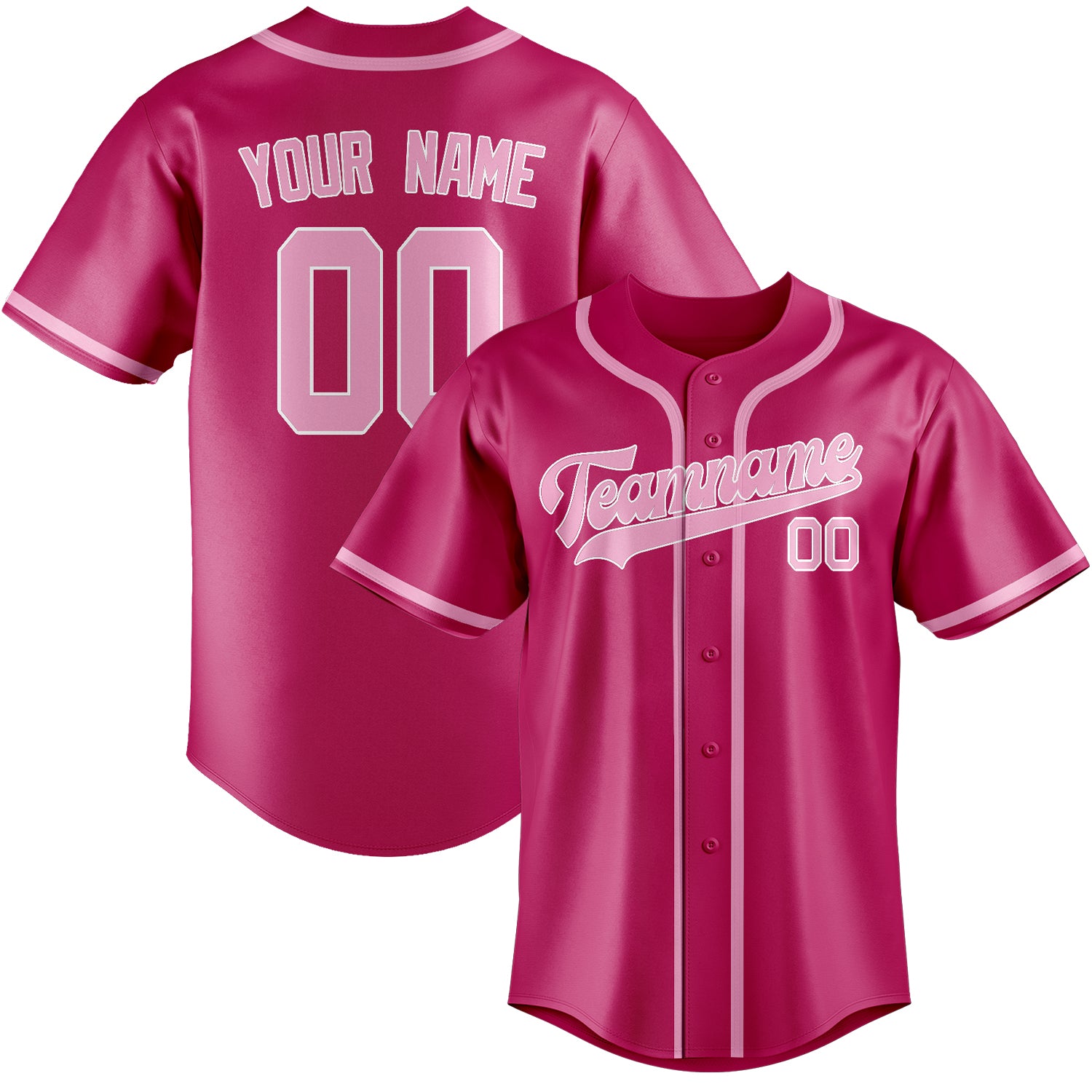 Custom Pink Light Pink Baseball Jersey