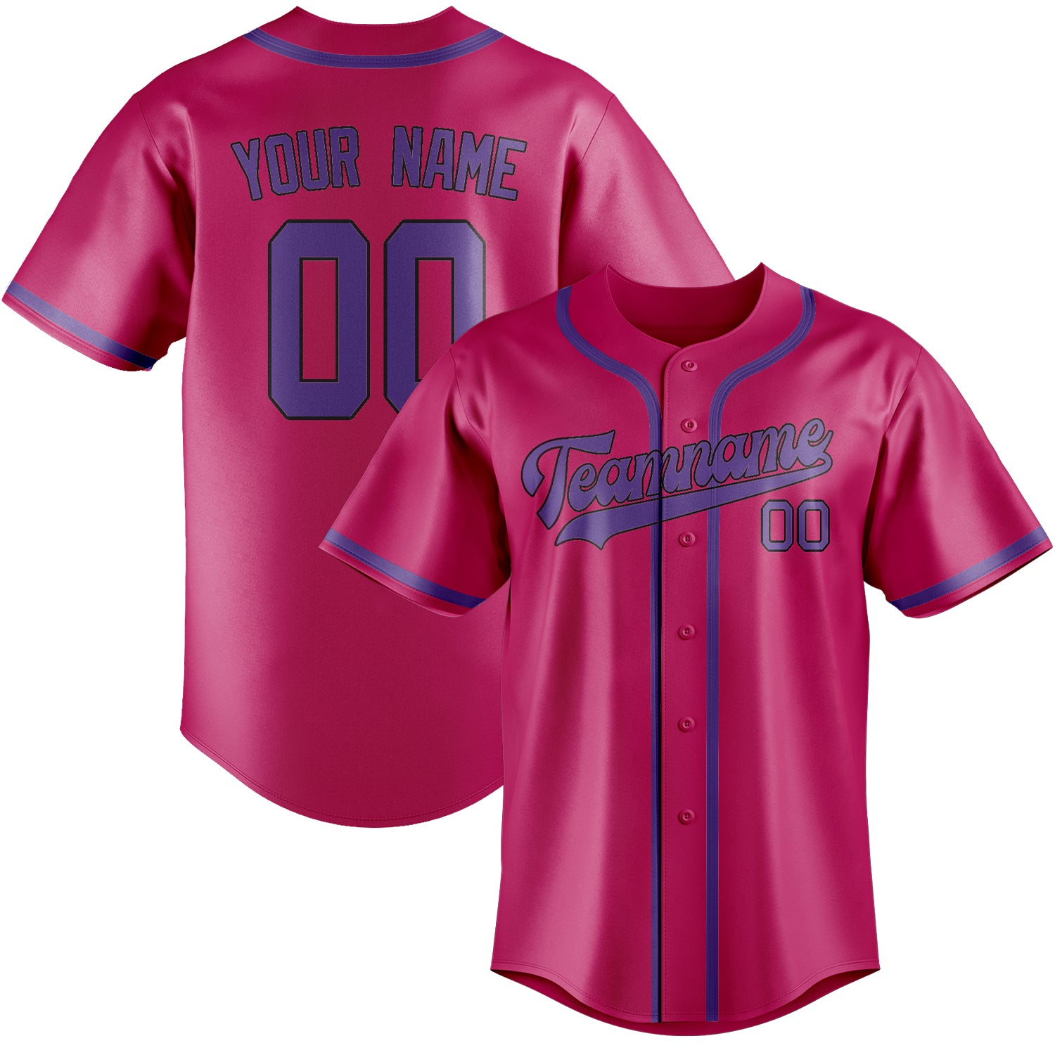Custom Pink Light Purple Baseball Jersey