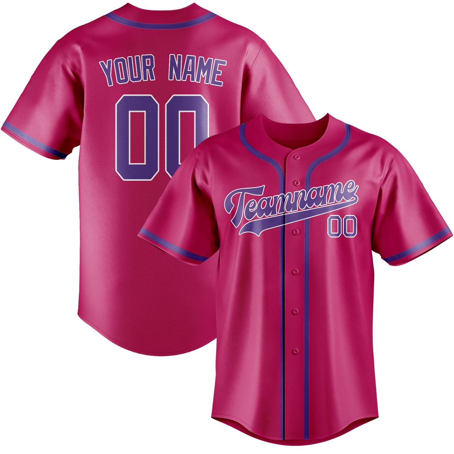 Custom Pink Light Purple Baseball Jersey