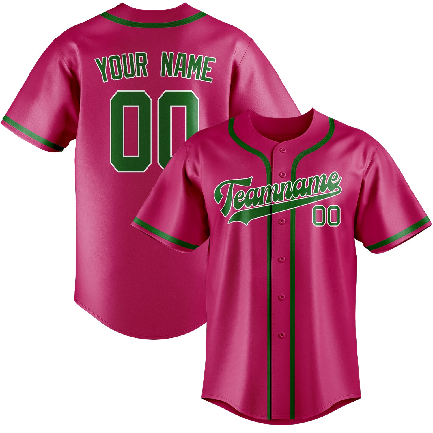 Custom Pink Emerald Green Baseball Jersey