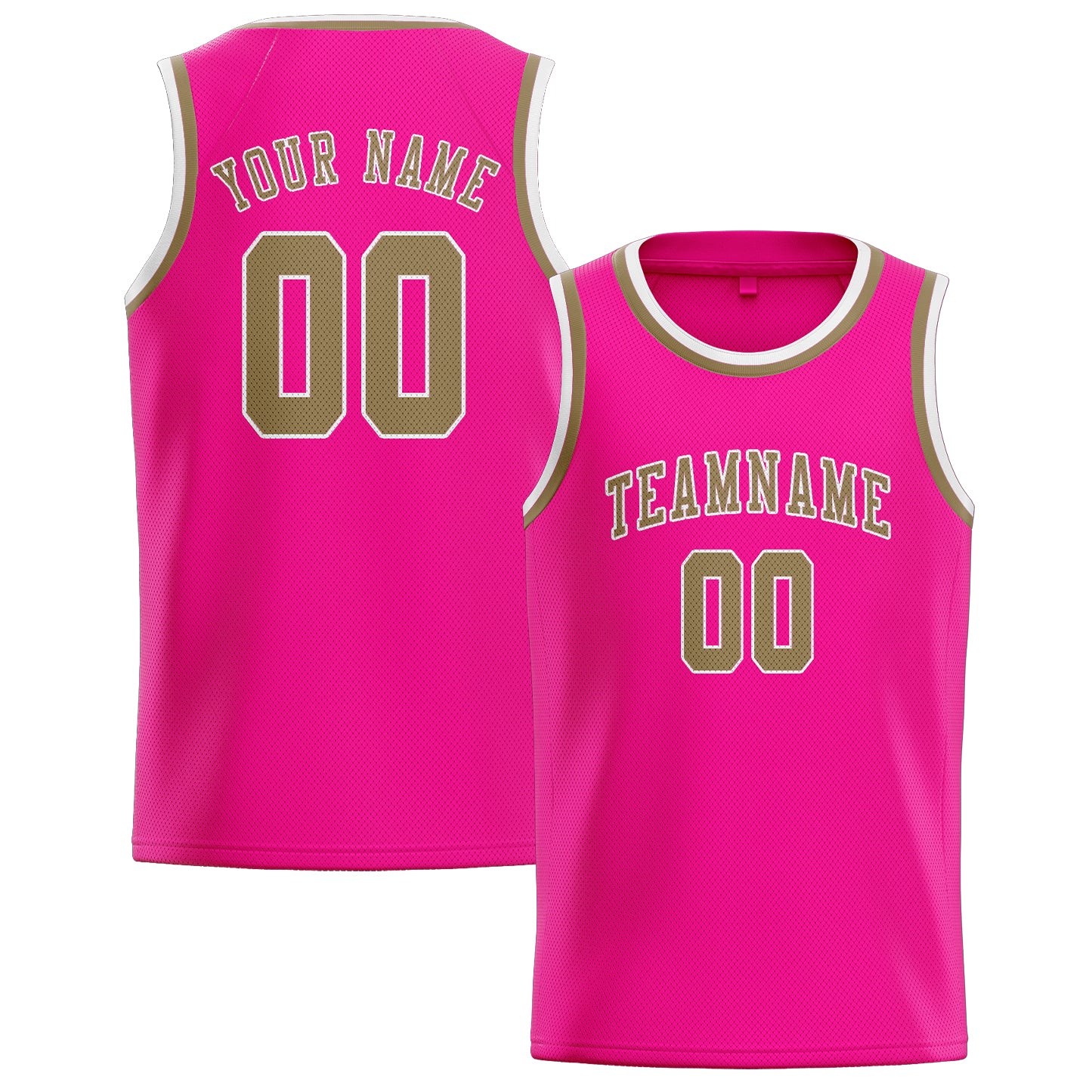 Custom Pink Light Khaki Basketball Jersey