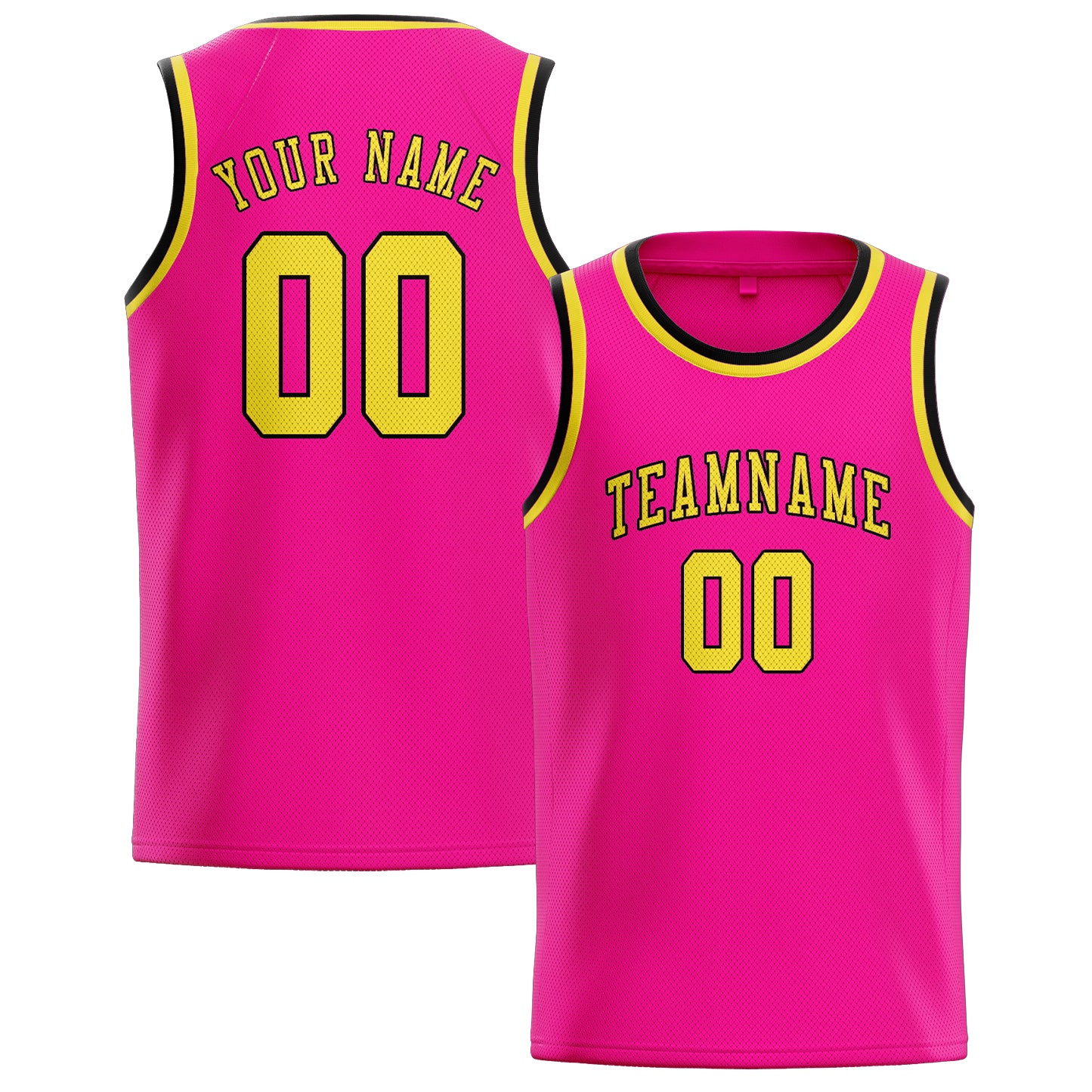 Custom Pink Light Yellow Basketball Jersey