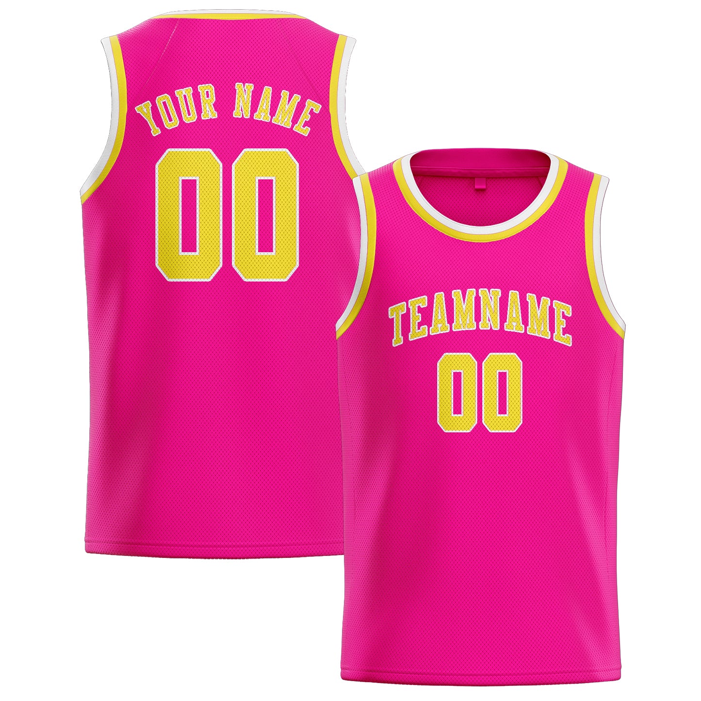 Custom Pink Light Yellow Basketball Jersey