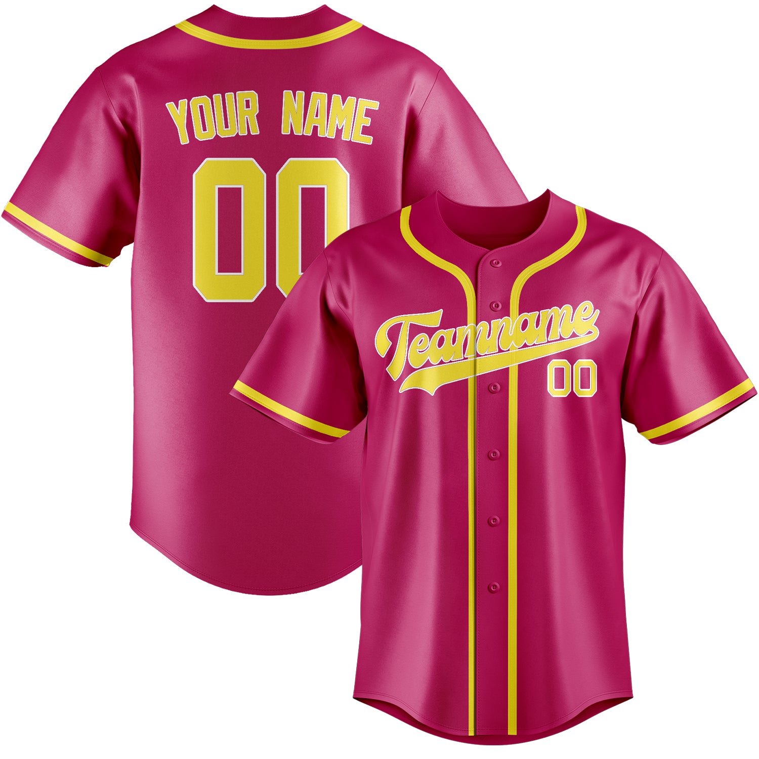Custom Pink Light Yellow Baseball Jersey
