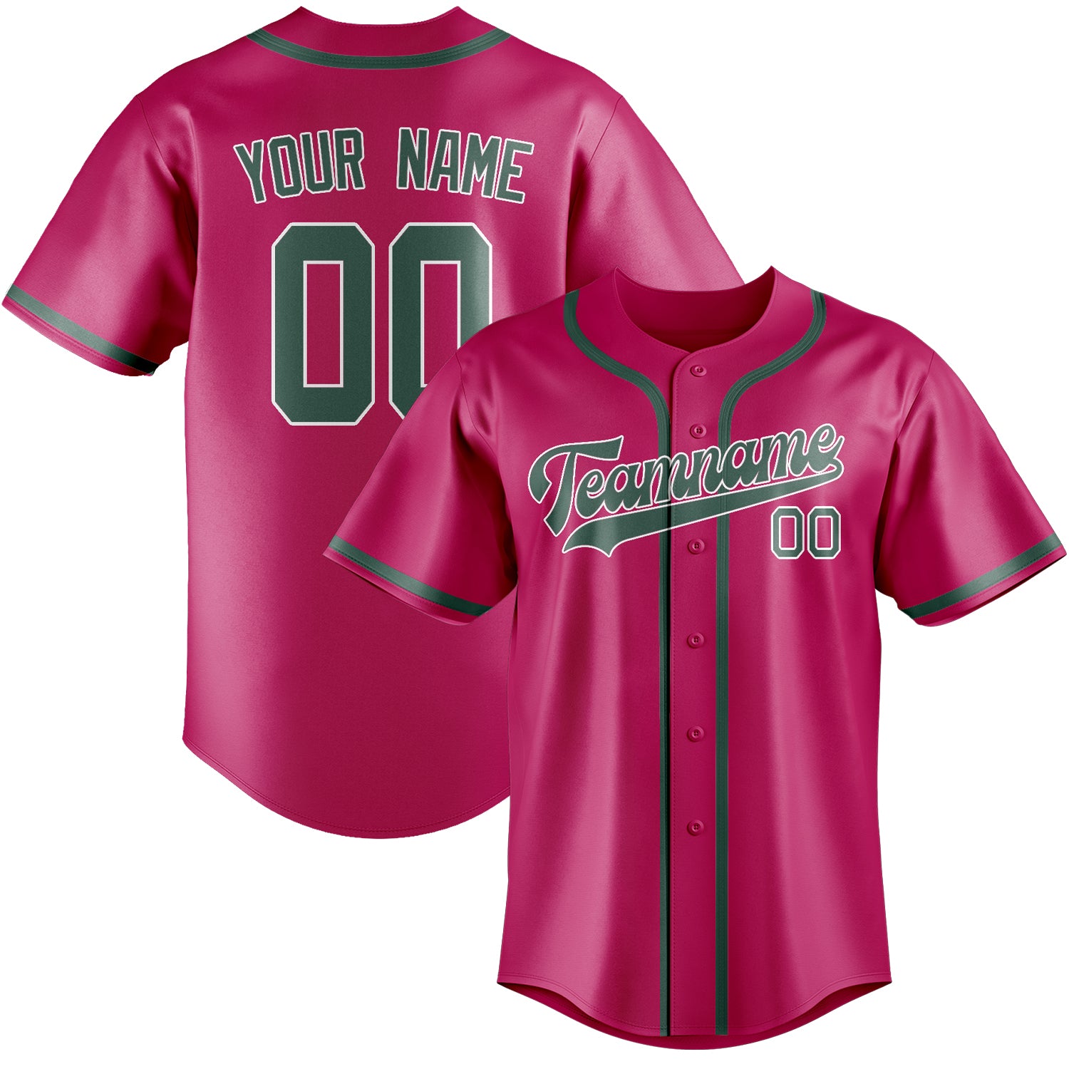 Custom Pink Blue Green Baseball Jersey