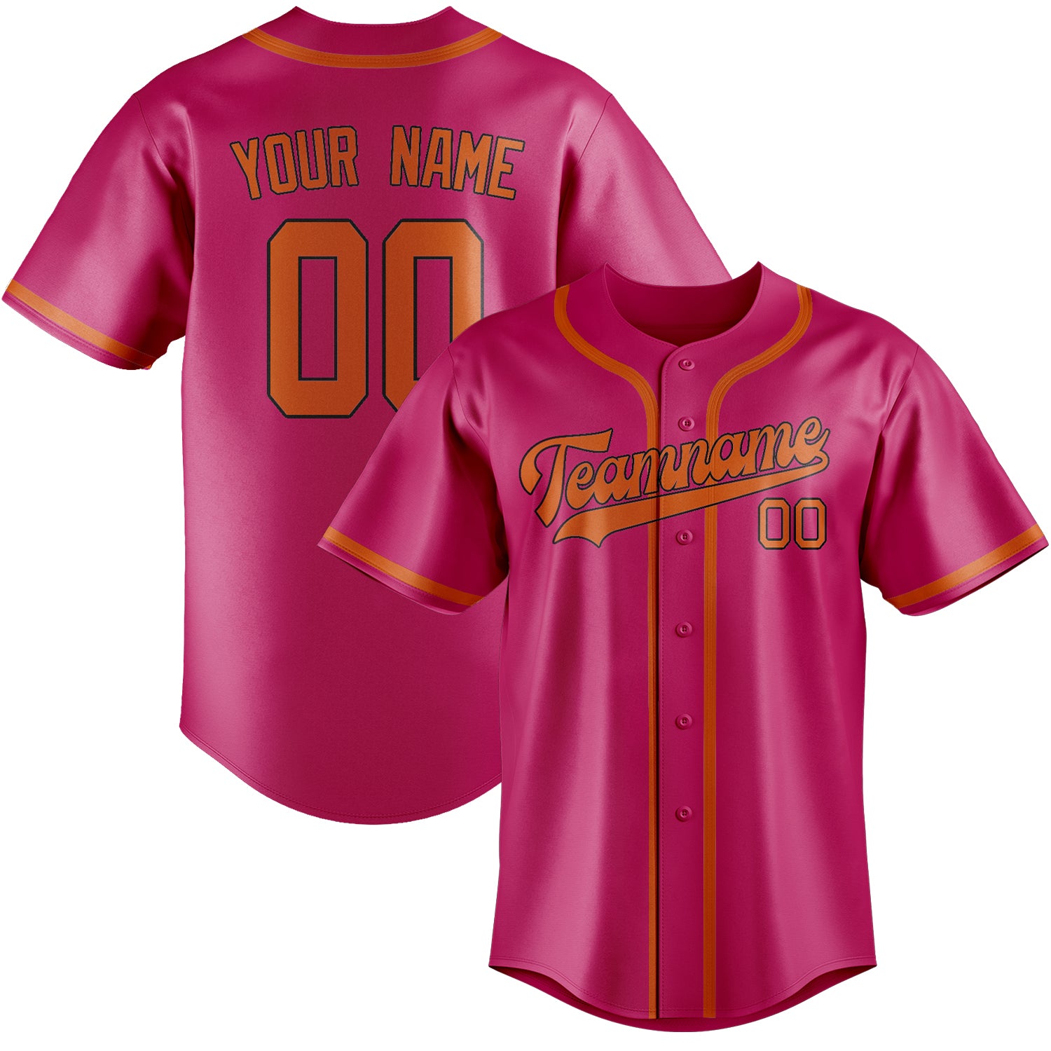 Custom Pink Orange Baseball Jersey