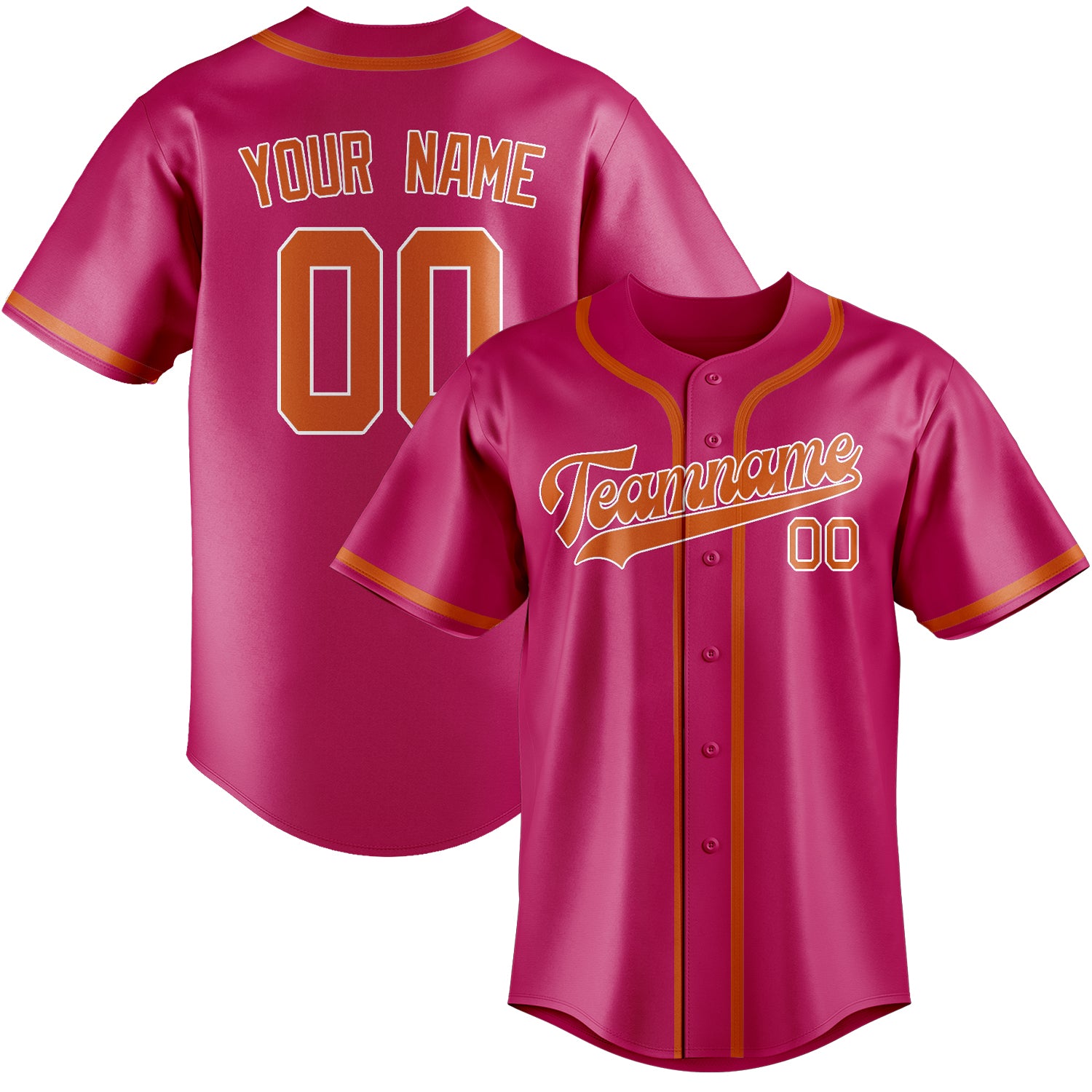Custom Pink Orange Baseball Jersey