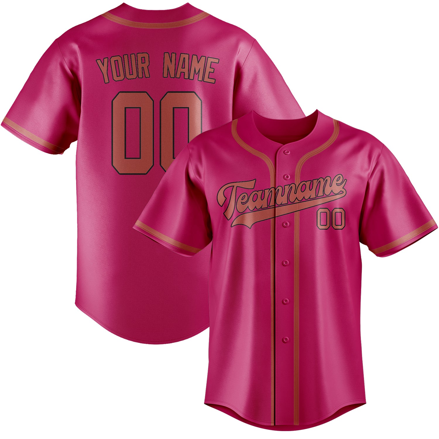 Custom Pink Copper Rose Baseball Jersey