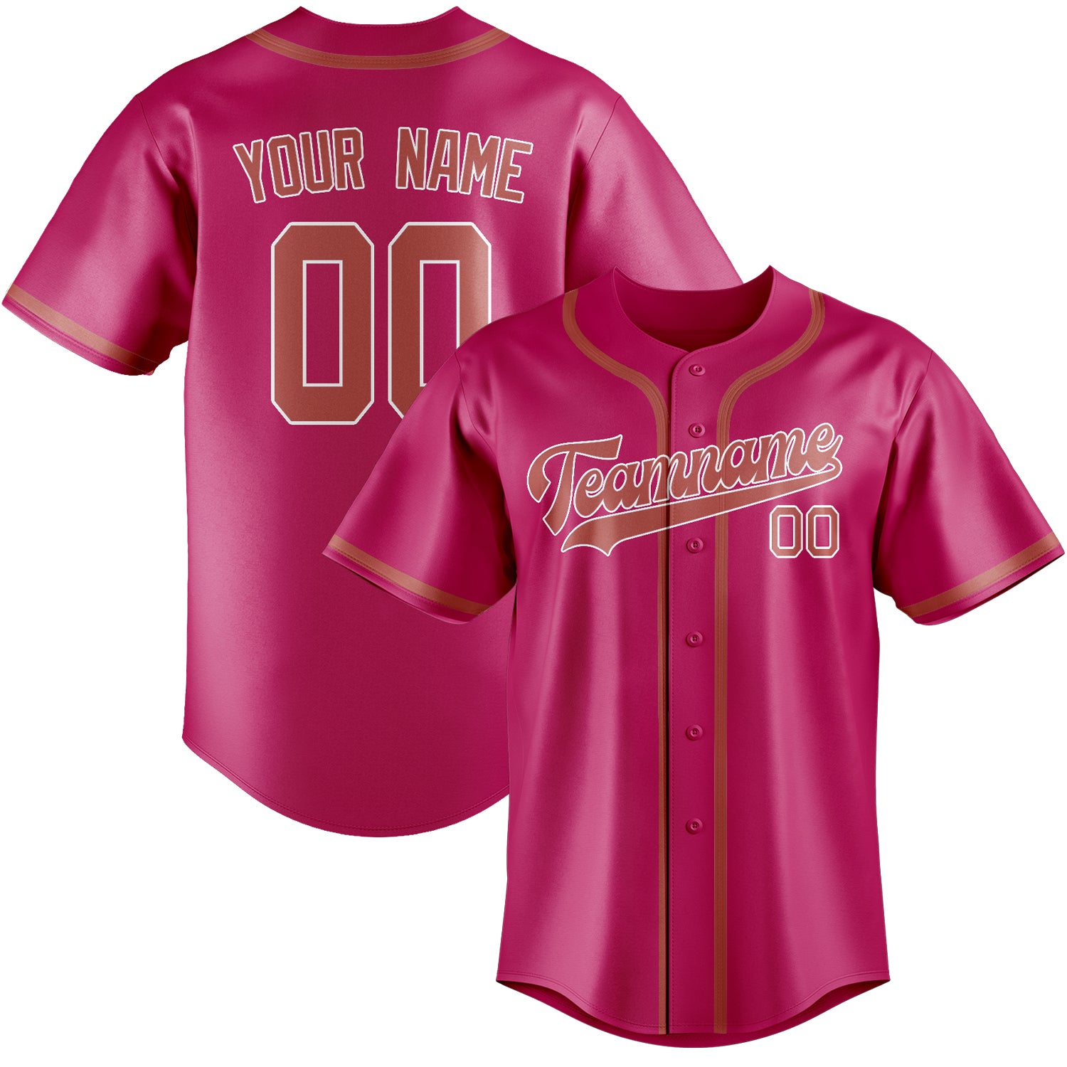Custom Pink Copper Rose Baseball Jersey