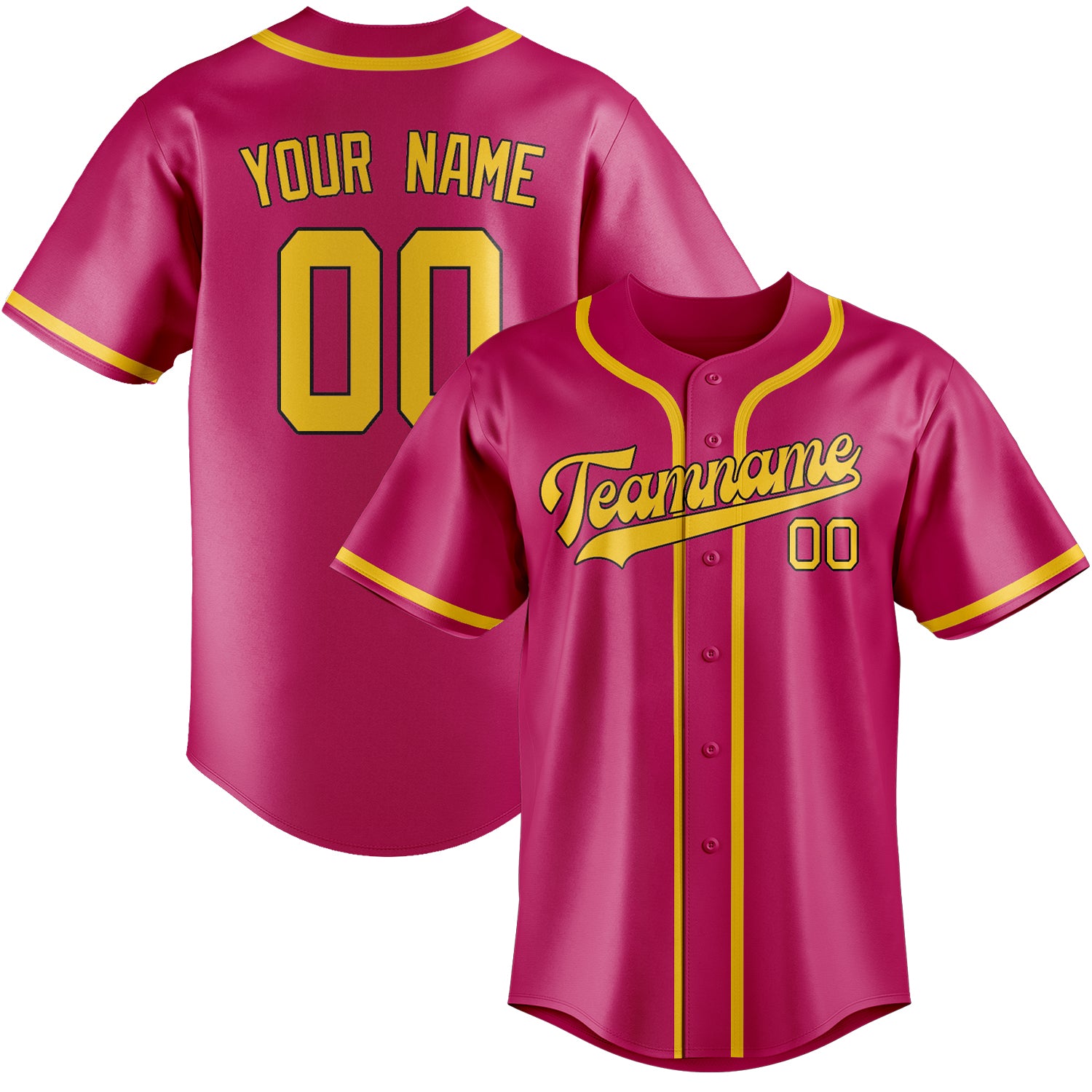 Custom Pink Gold Baseball Jersey