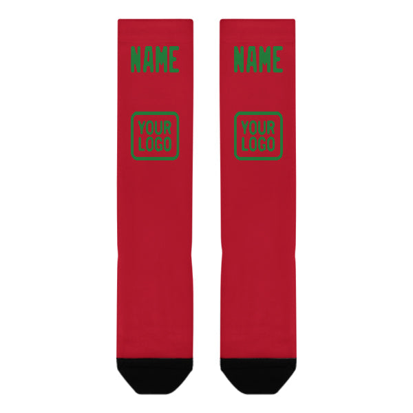 Custom Red Emerald Green Knee-High Sock