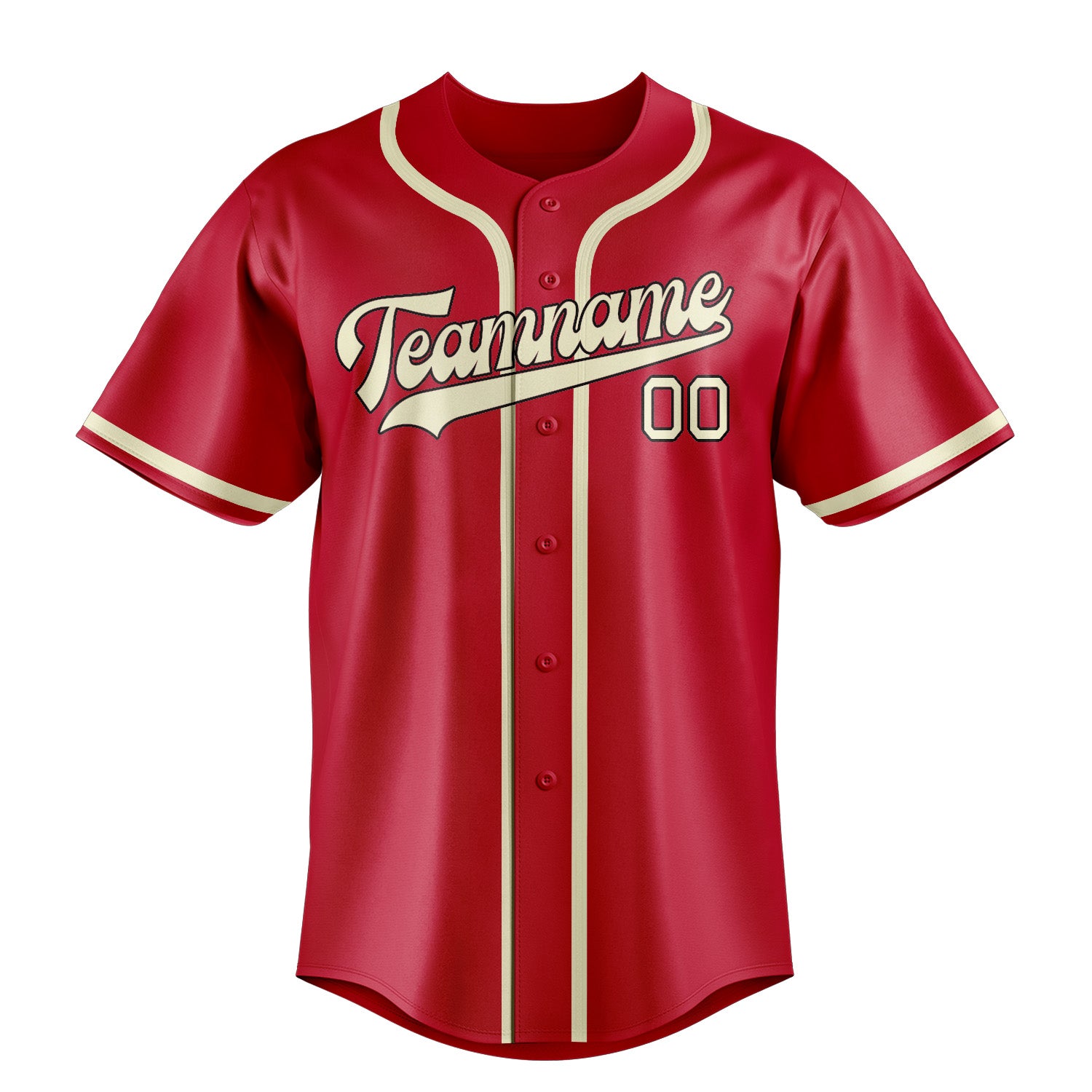 Custom Red Cream Baseball Jersey