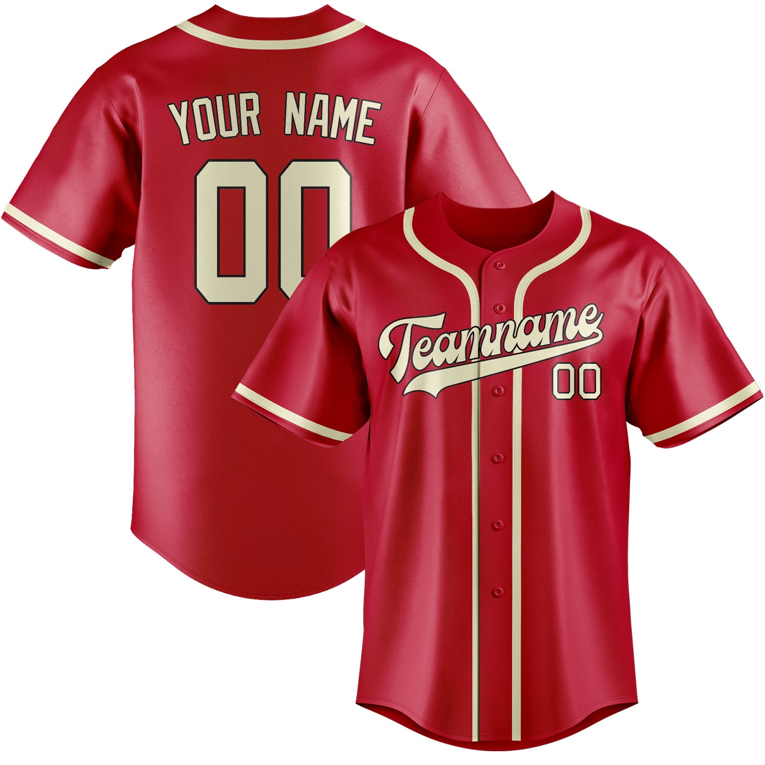Custom Red Cream Baseball Jersey