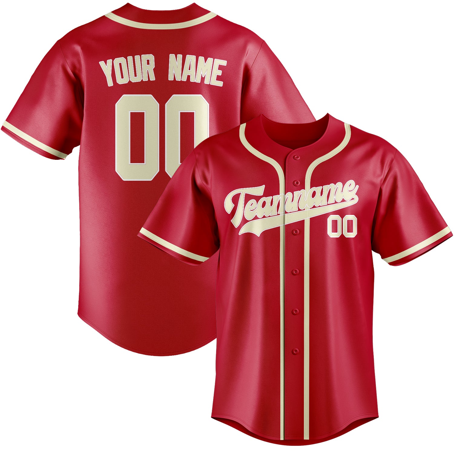 Custom Red Cream Baseball Jersey