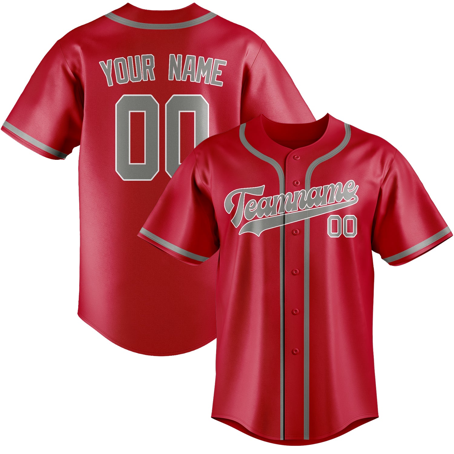 Custom Red Gray Baseball Jersey