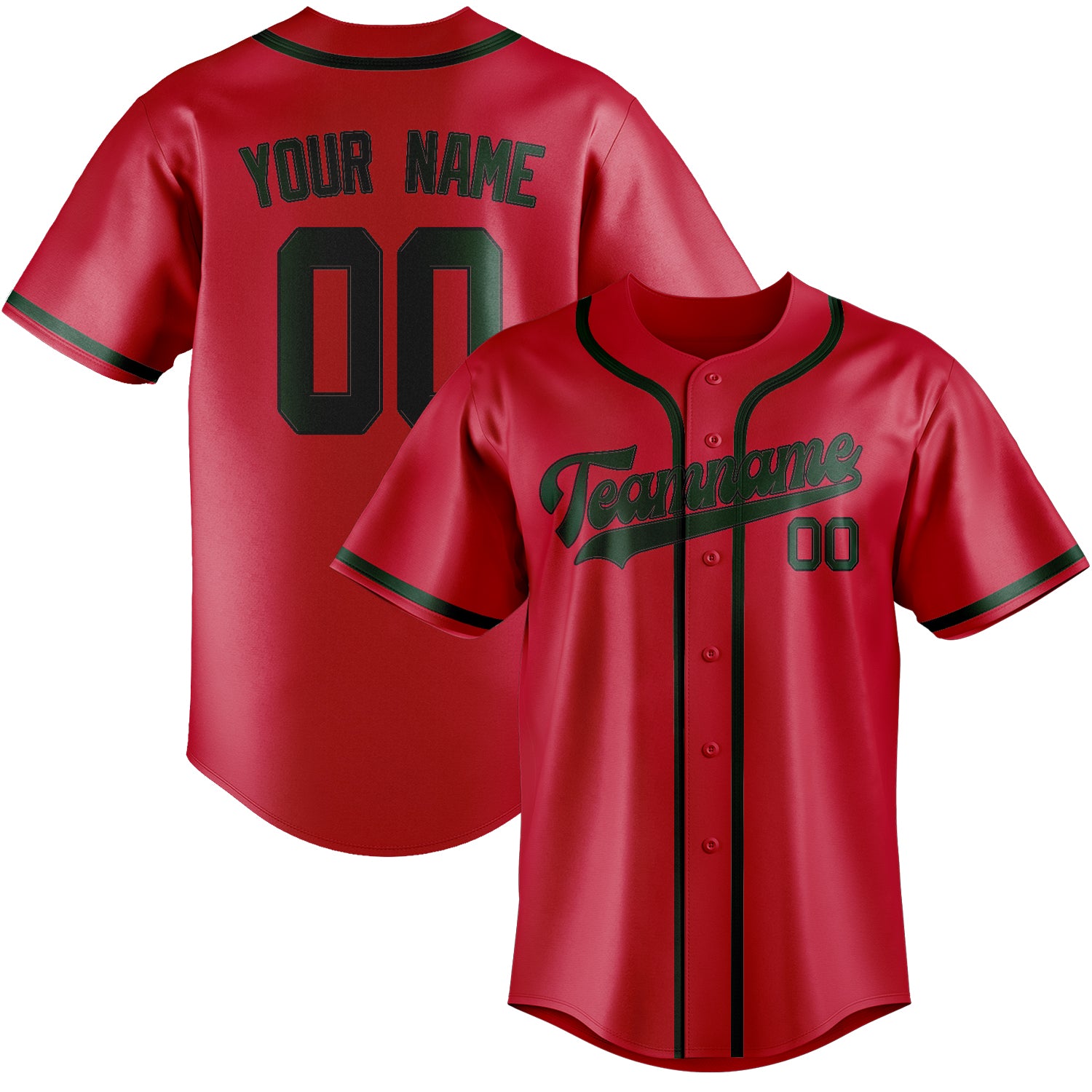 Custom Red Green Baseball Jersey