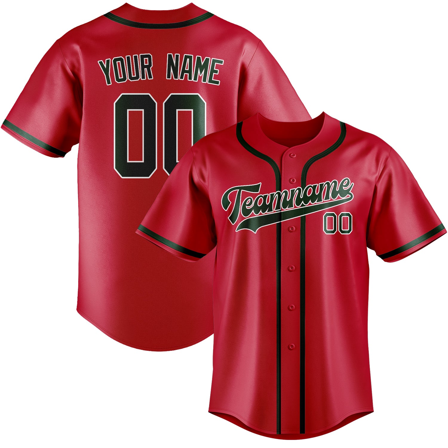 Custom Red Green Baseball Jersey